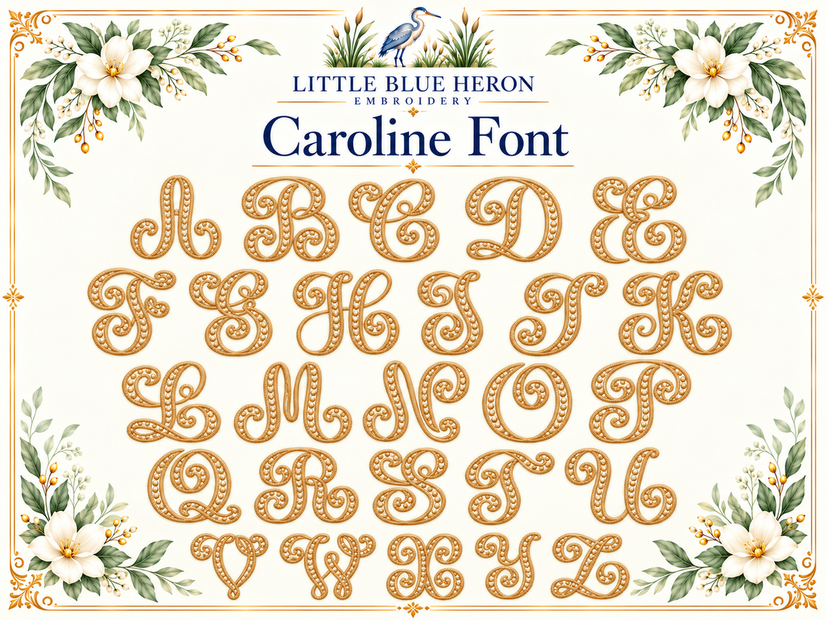 Caroline embroidery alphabet