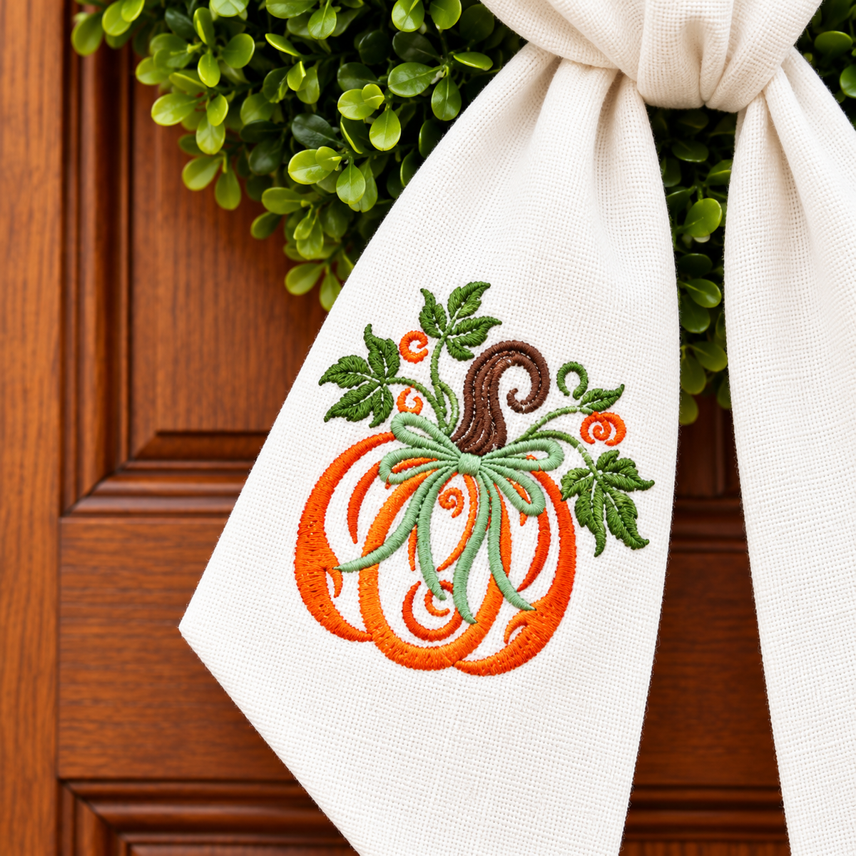 Monogrammed Pumpkin Wreath Sash