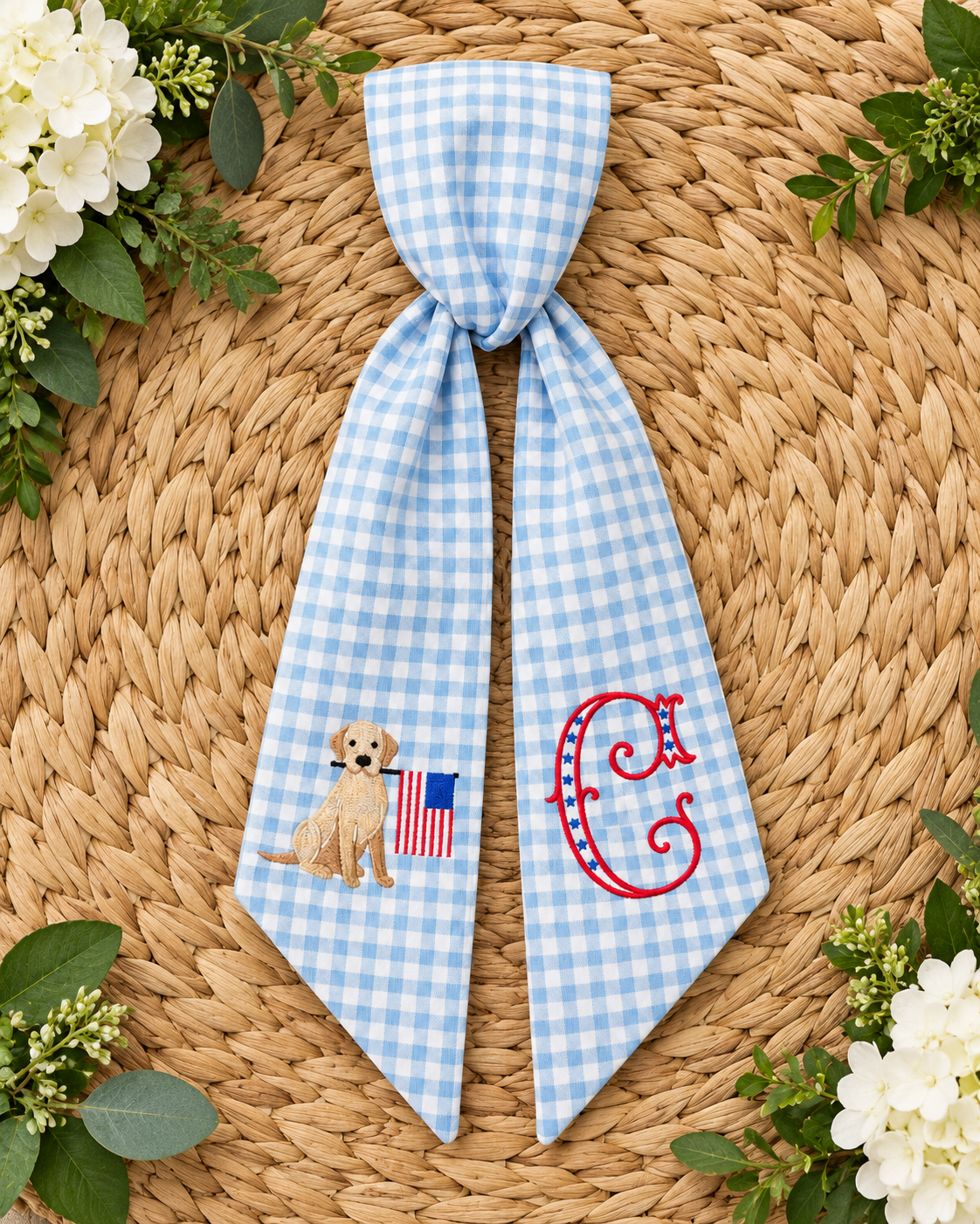 Patriotic Golden Retriever Wreath Sash