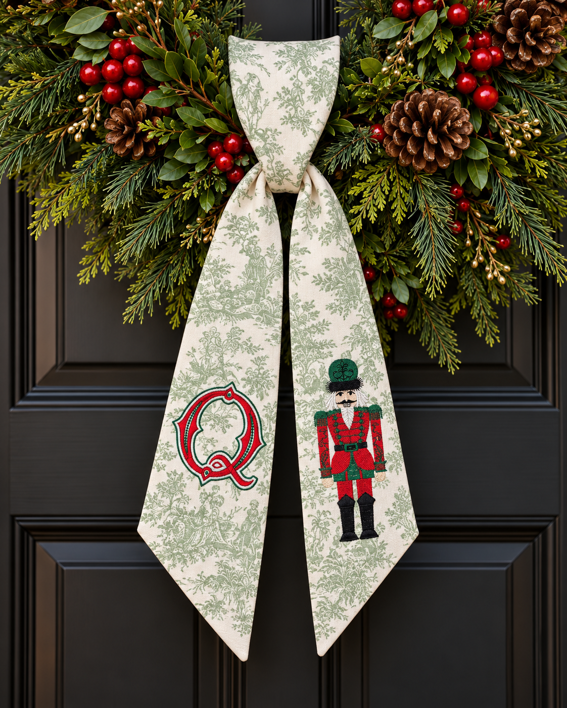 Nutcracker Monogram Wreath Sash