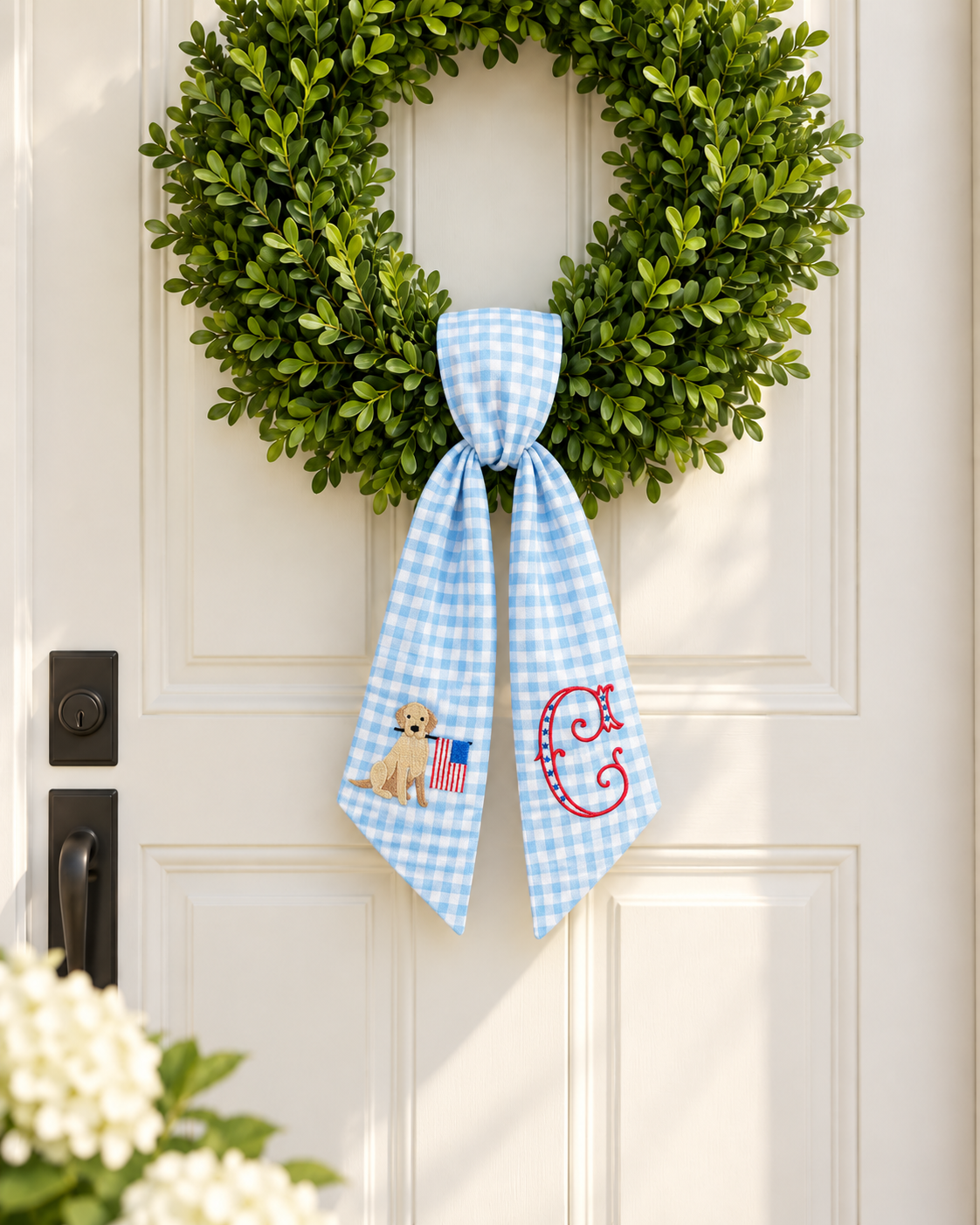 Patriotic Golden Retriever Wreath Sash