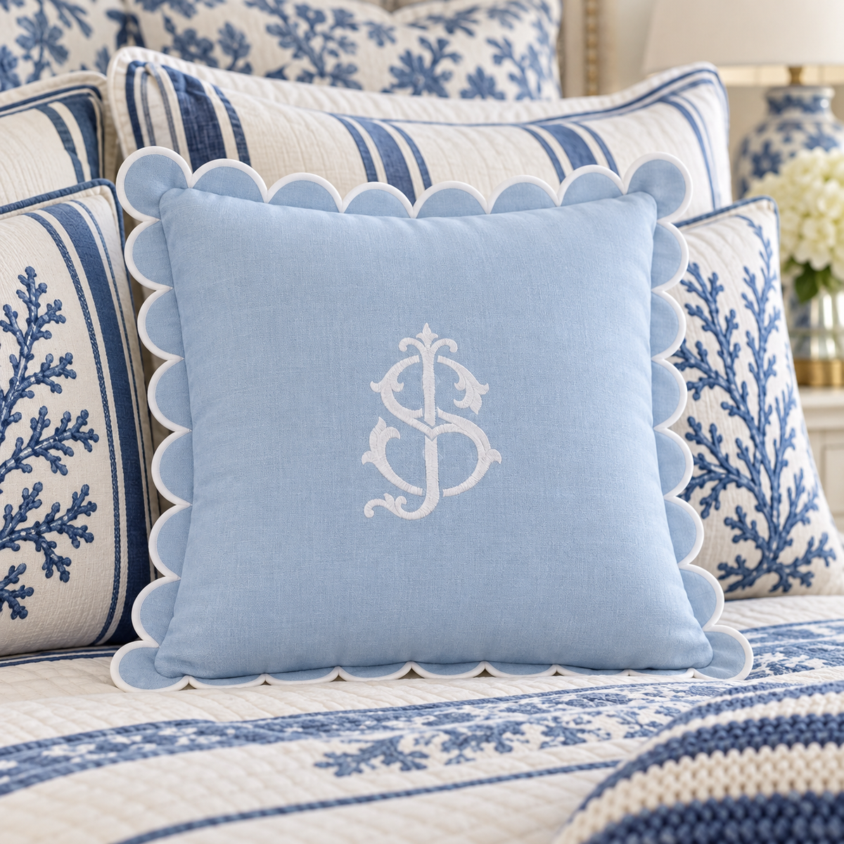 Bride & Groom Monogram Pillow Cover