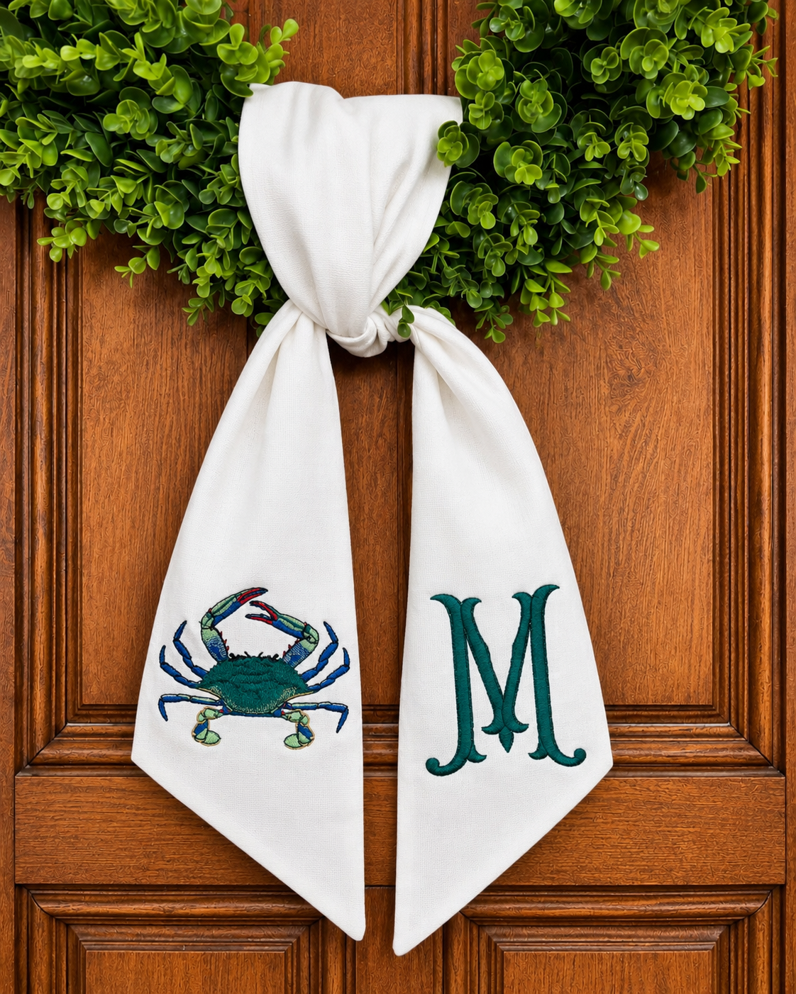 Monogrammed Crab Wreath Sash