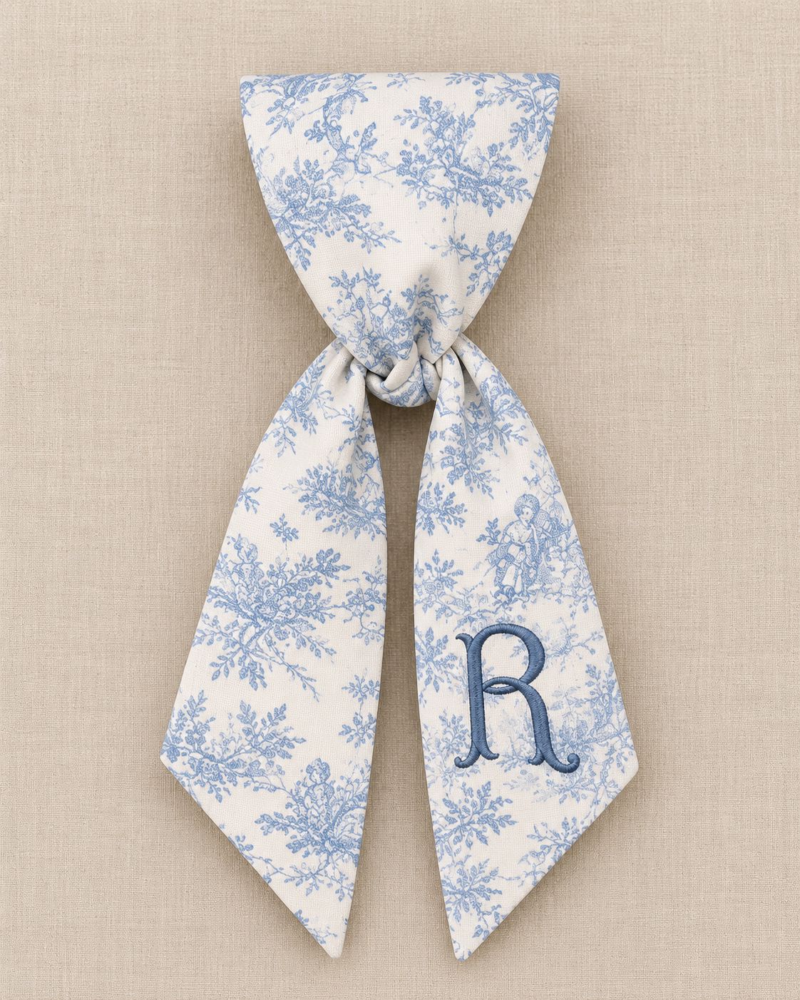 Blue Toile Wreath Sash