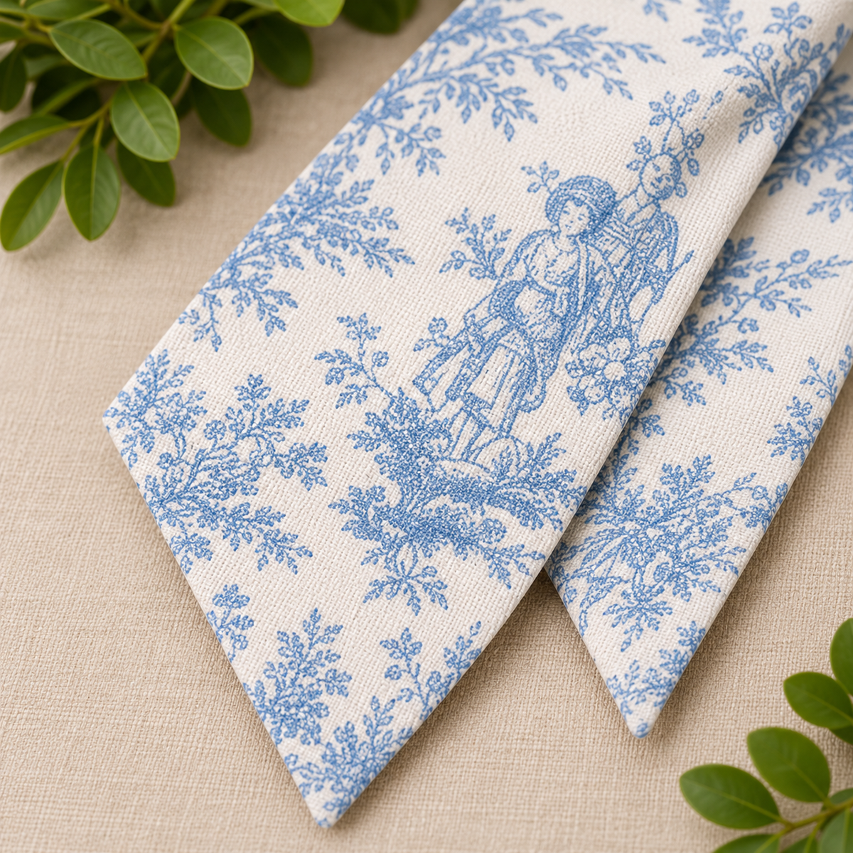 Blue Toile Wreath Sash