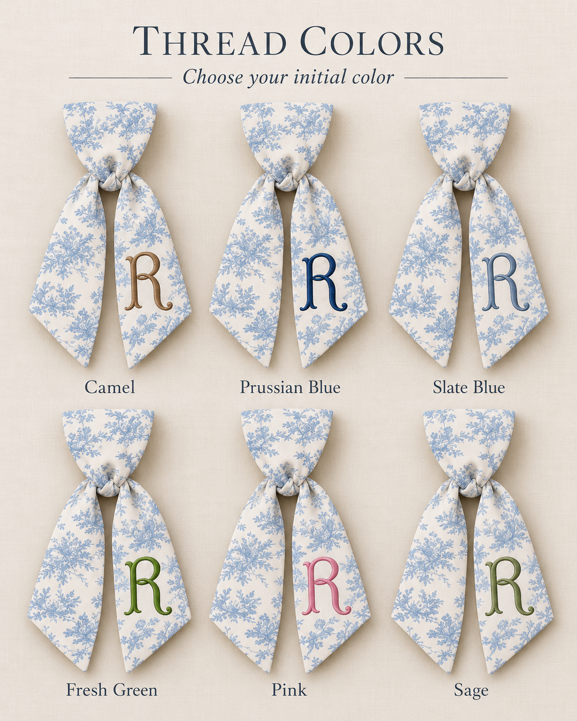 Blue Toile Wreath Sash