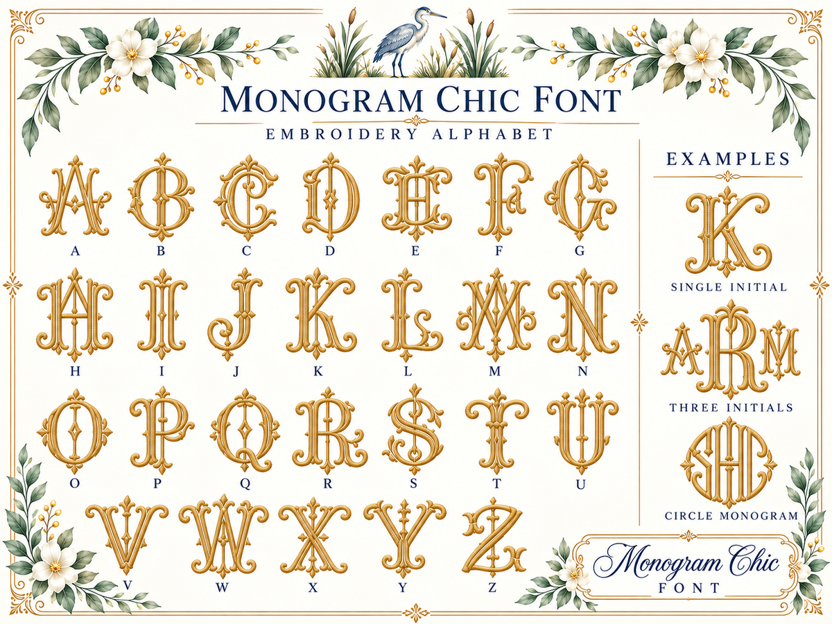 Monogram Chic embroidery alphabet