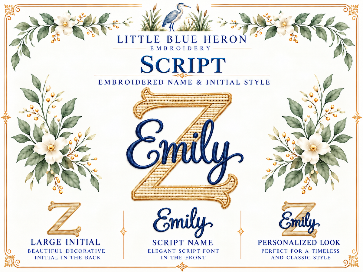 Script embroidery alphabet