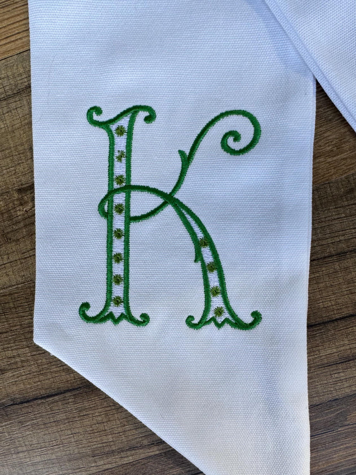Embroidered St Patrick's Day Wreath Sash: Leprechaun Initial Decor
