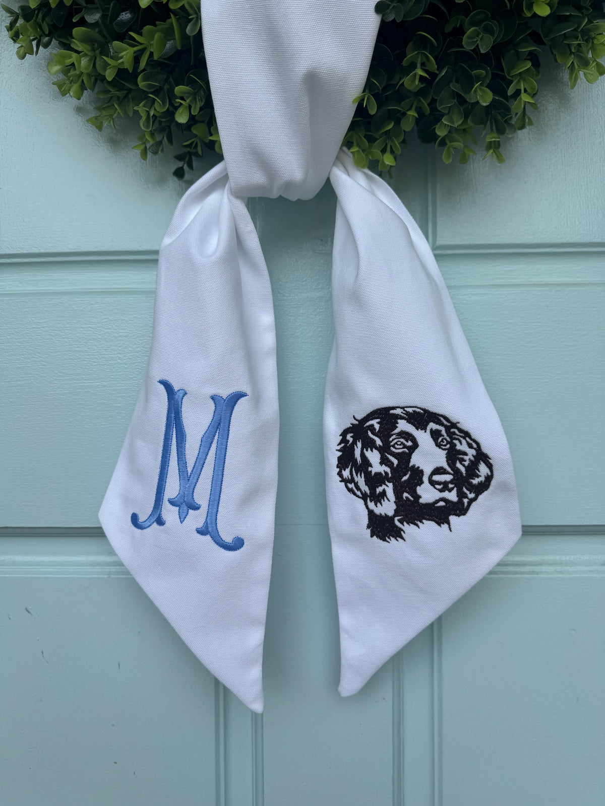 Mongrammed Boykin Spaniel Wreath Sash