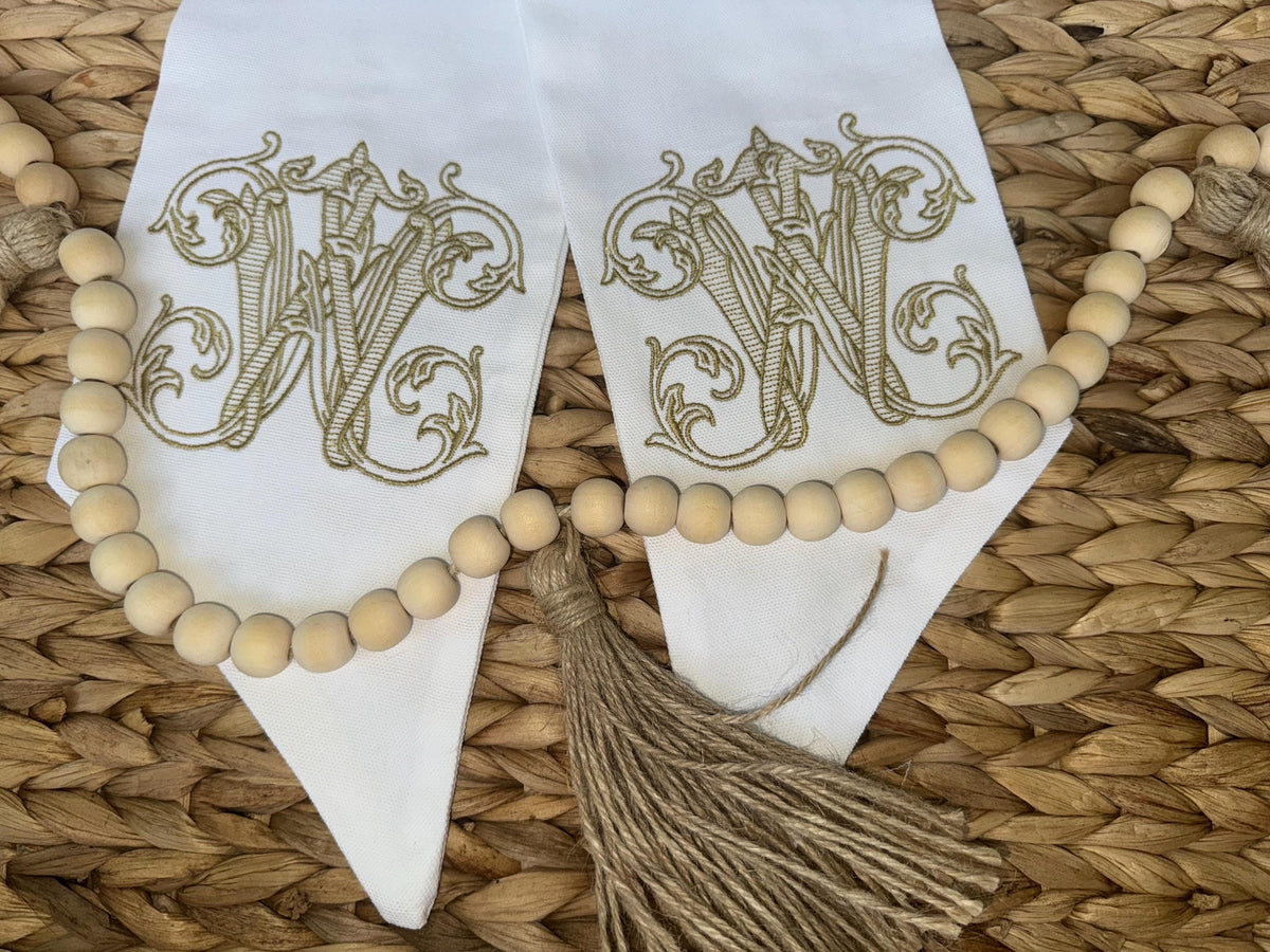 Wedding Monogram Wreath Sash