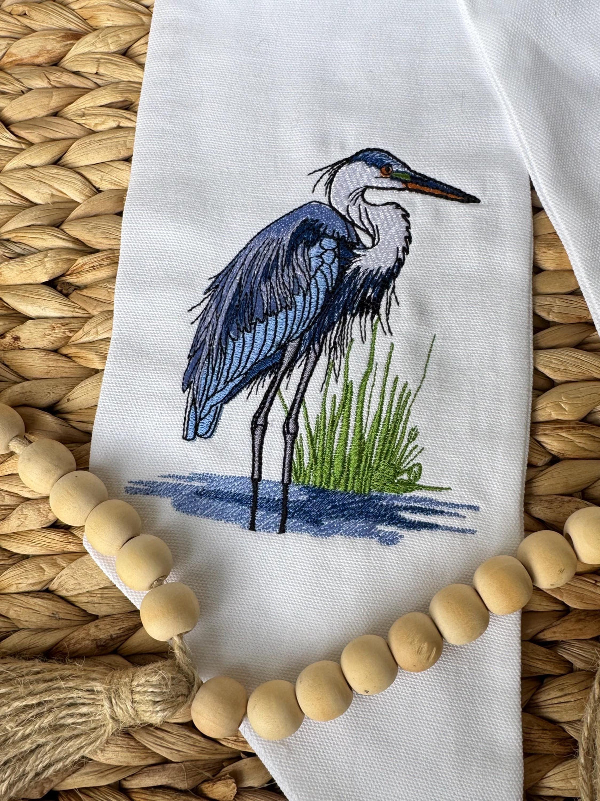 Blue Heron Monogram Wreath Sash