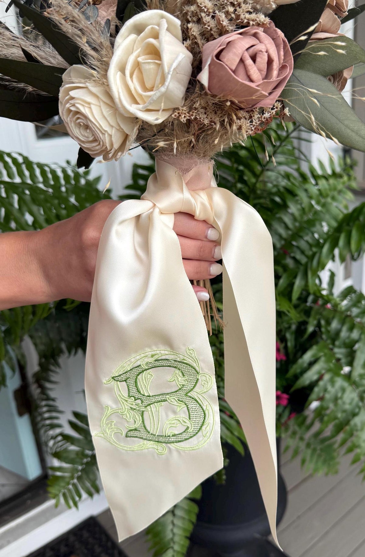 Vintage Vine Satin Bouquet Sash