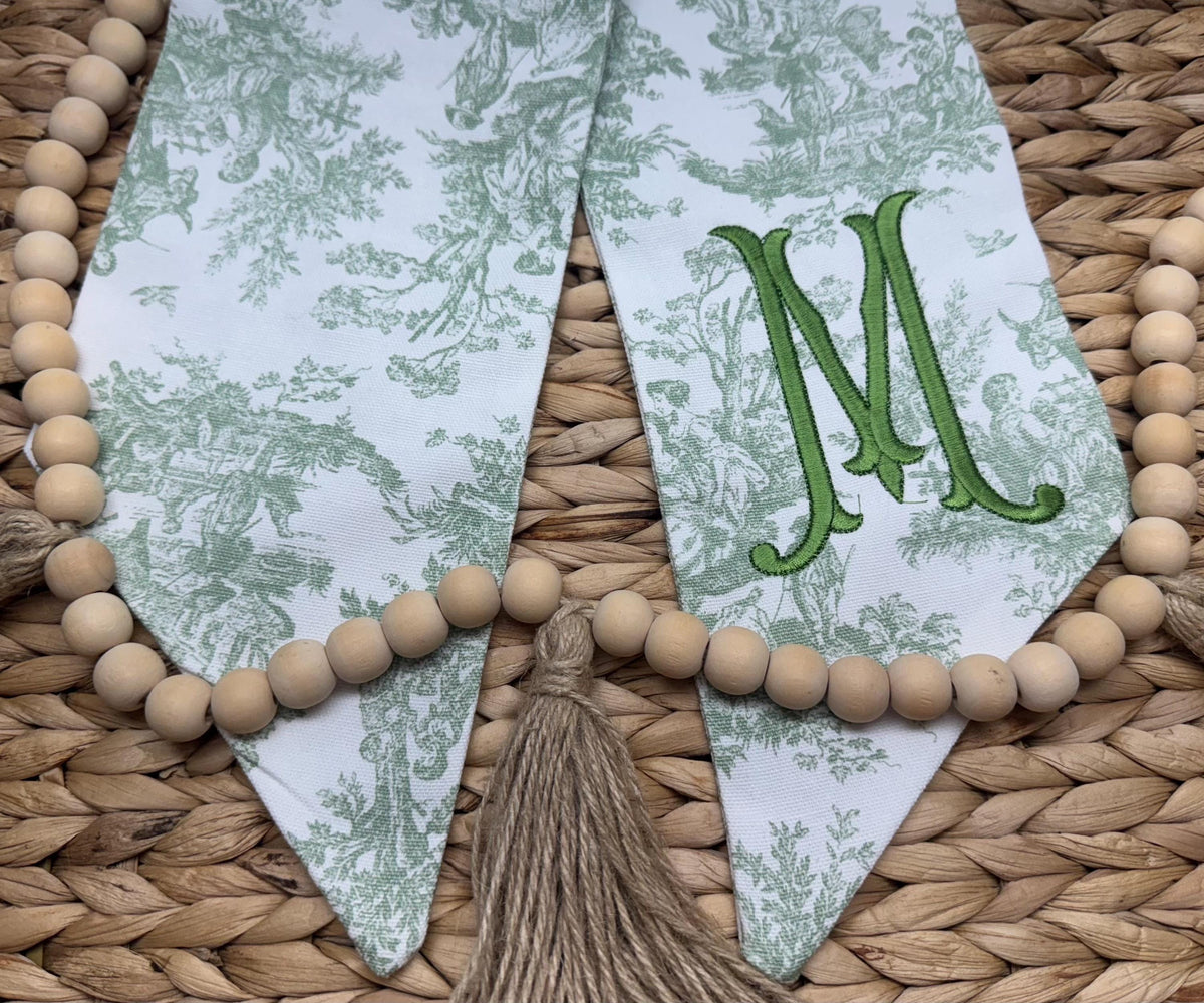 Sage Green Toile Wreath Sash