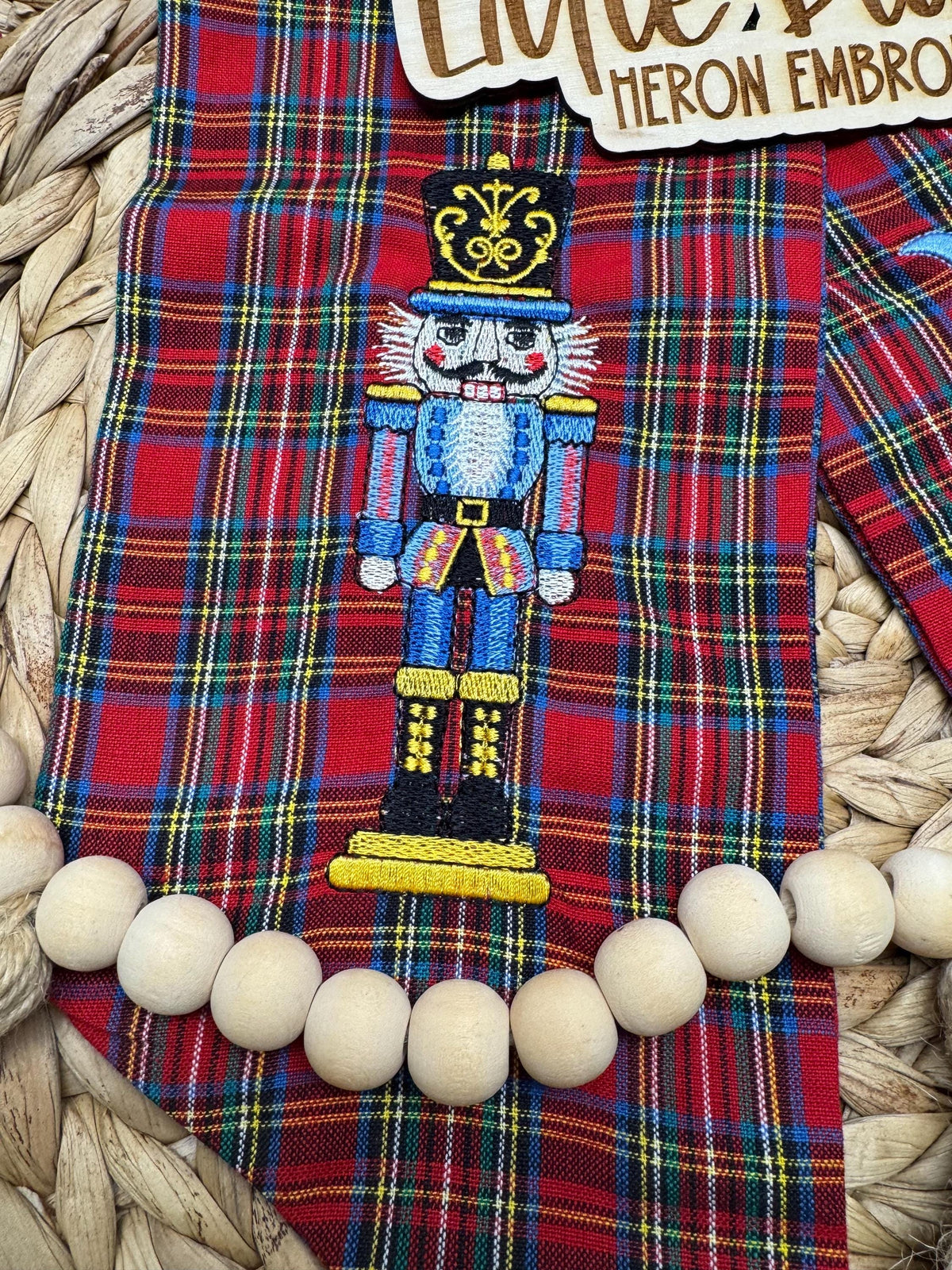 Christmas Nutcracker Embroidered Wreath Sash, Holiday Decor