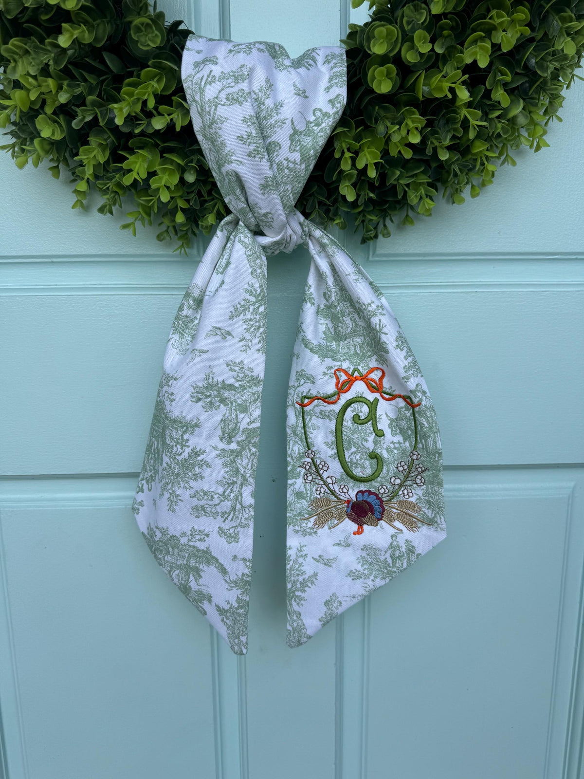 Thanksgiving Turkey Crest Wreath Sash