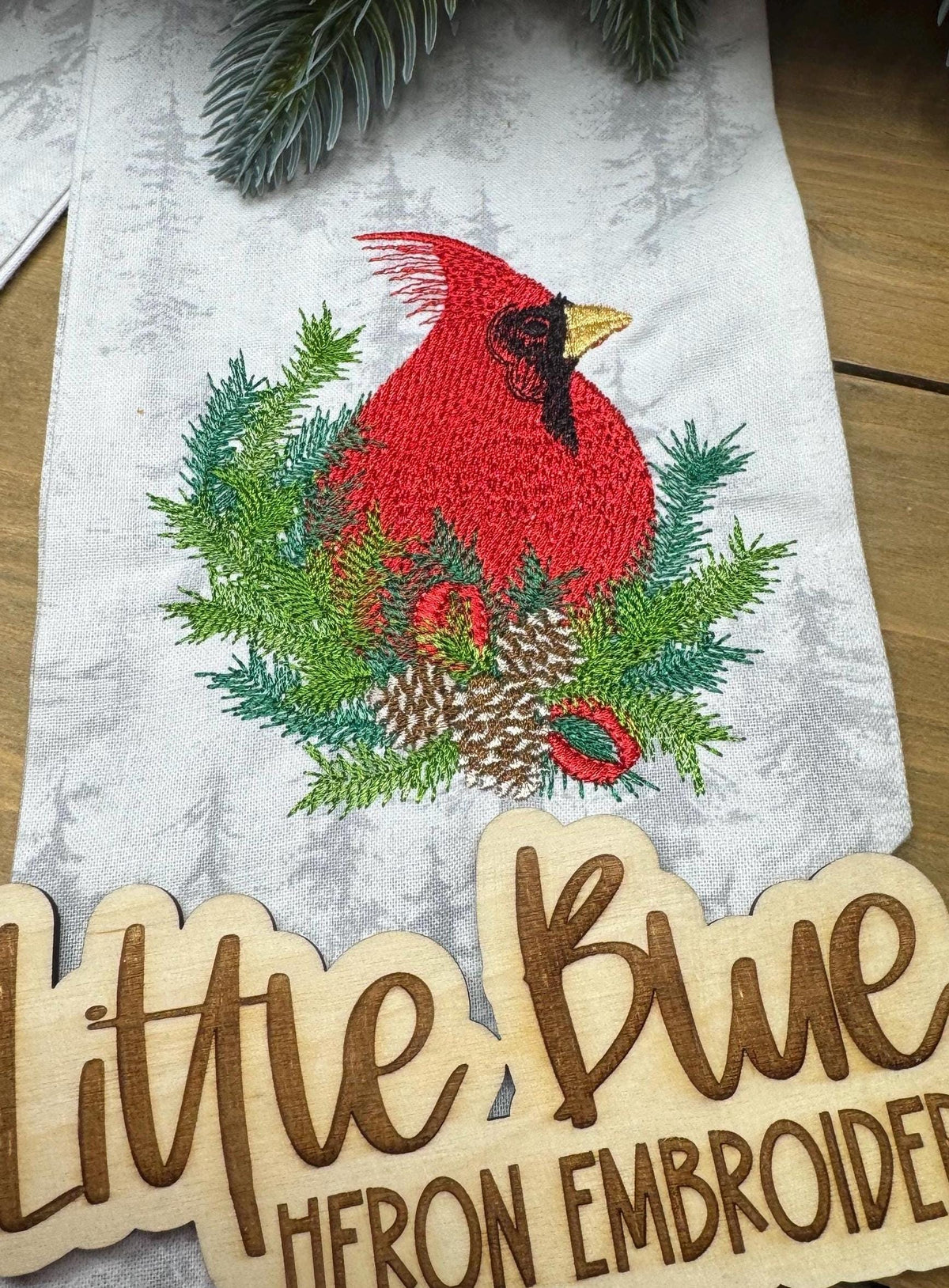 Christmas Cardinal Wreath Sash