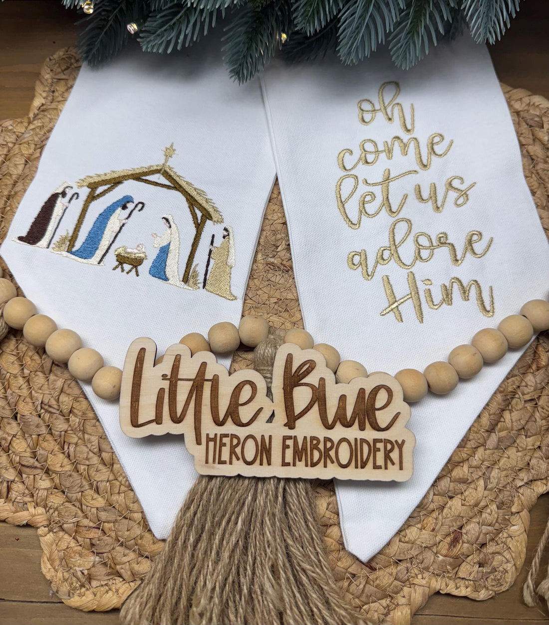 Nativity Scene Christmas Wreath Sash
