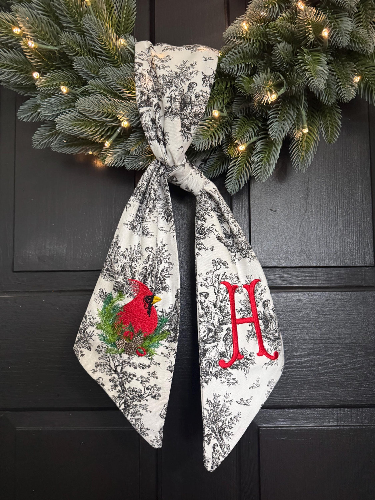 Christmas Cardinal Wreath Sash