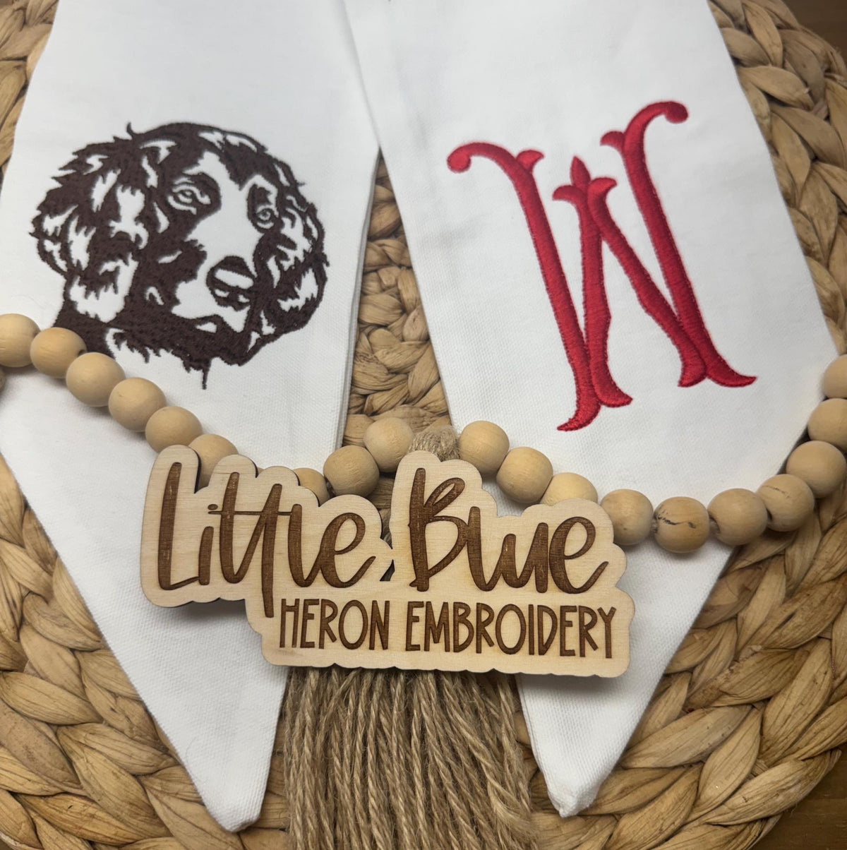 Mongrammed Boykin Spaniel Wreath Sash