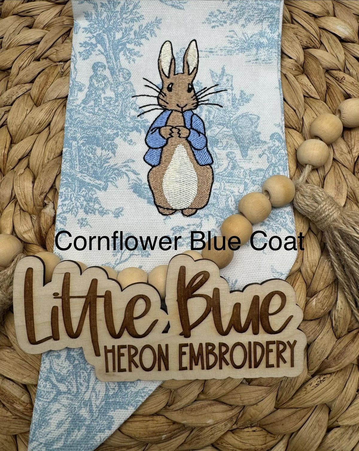 Blue Coat Easter Bunny Wreath Sash