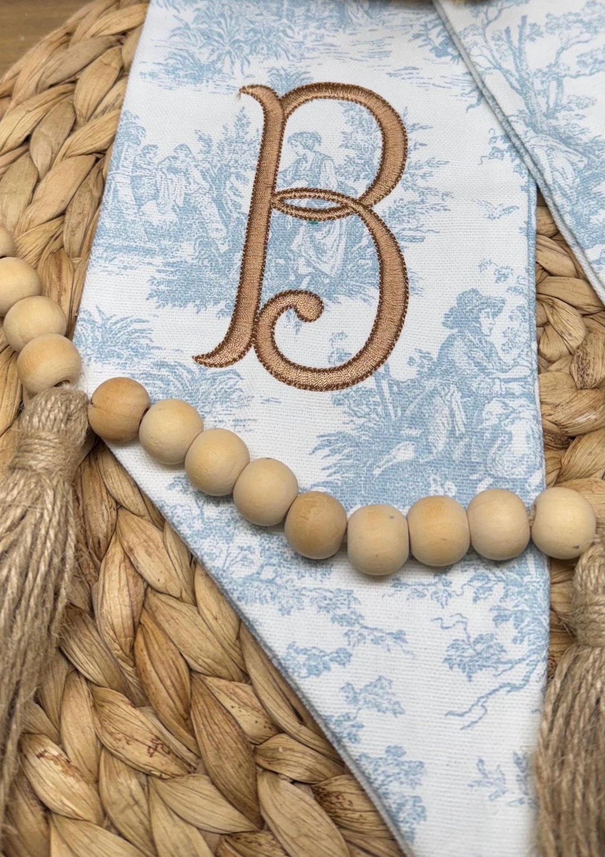 Blue Coat Easter Bunny Wreath Sash