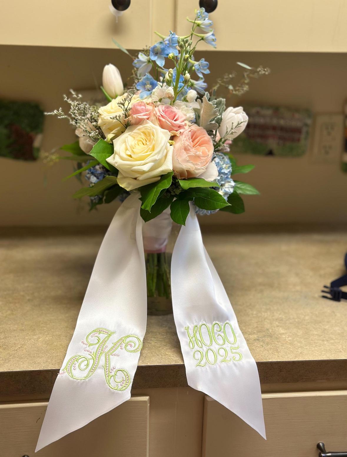 Vintage Vine Satin Bouquet Sash