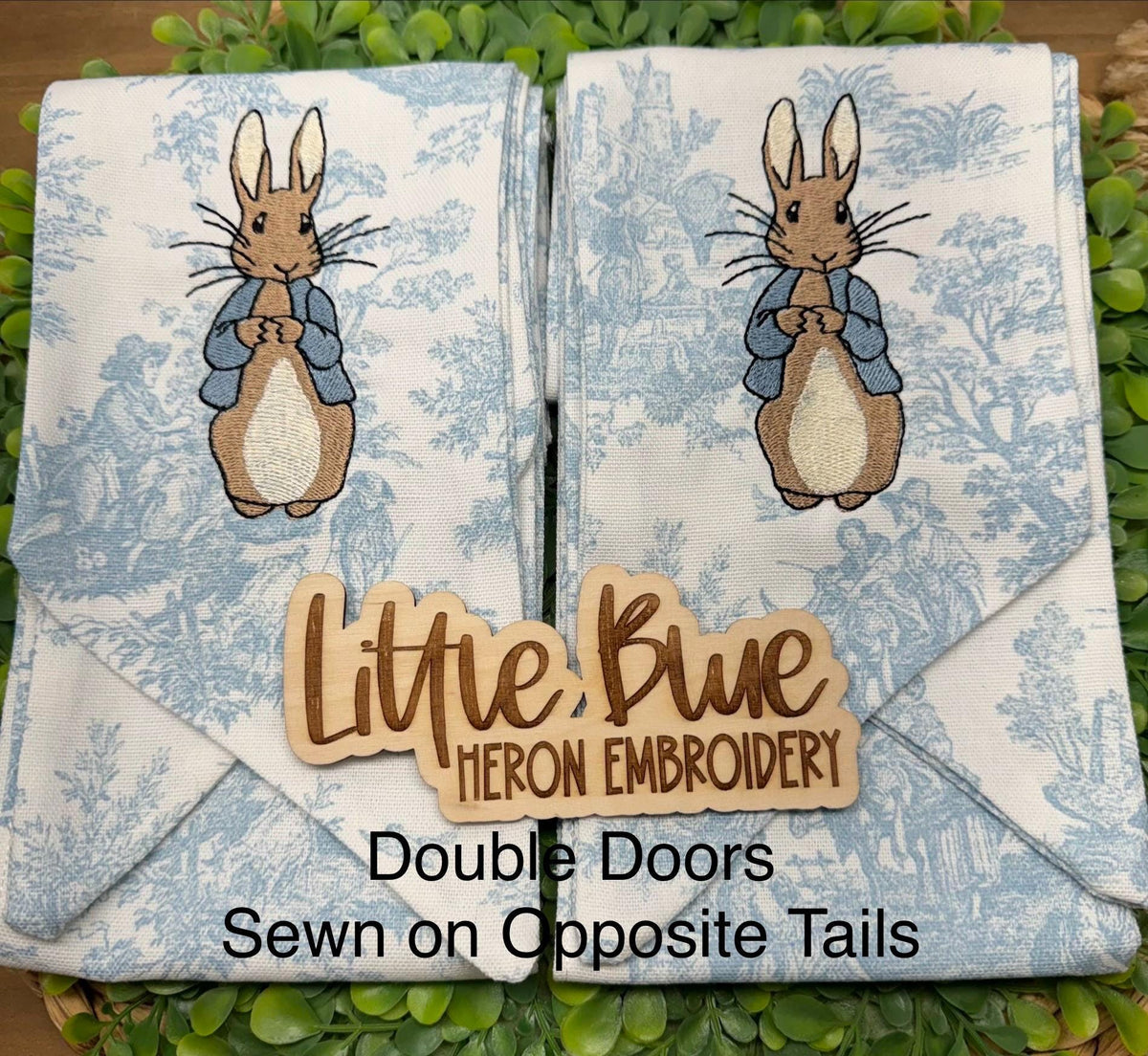 Blue Coat Easter Bunny Wreath Sash
