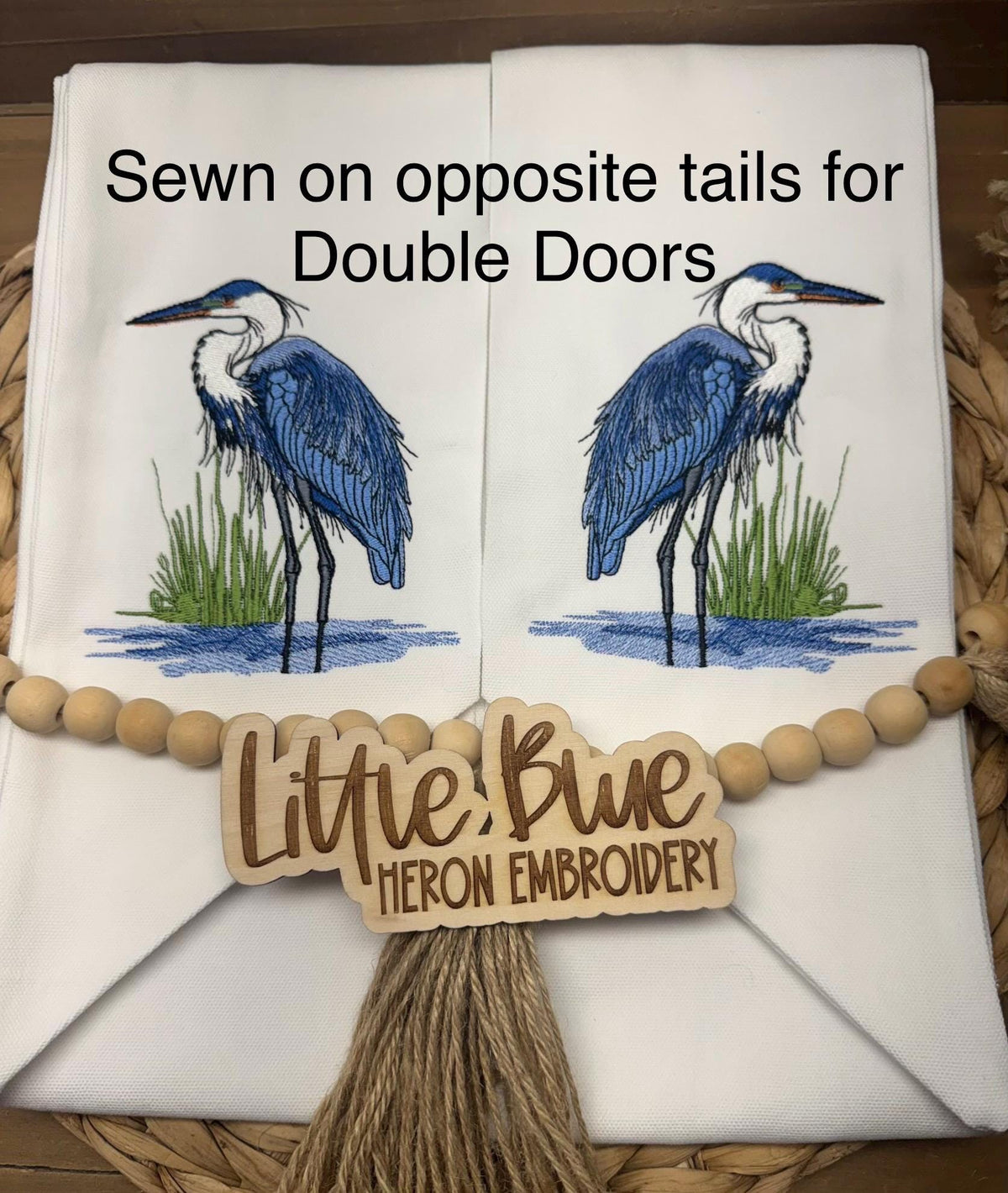 Blue Heron Monogram Wreath Sash