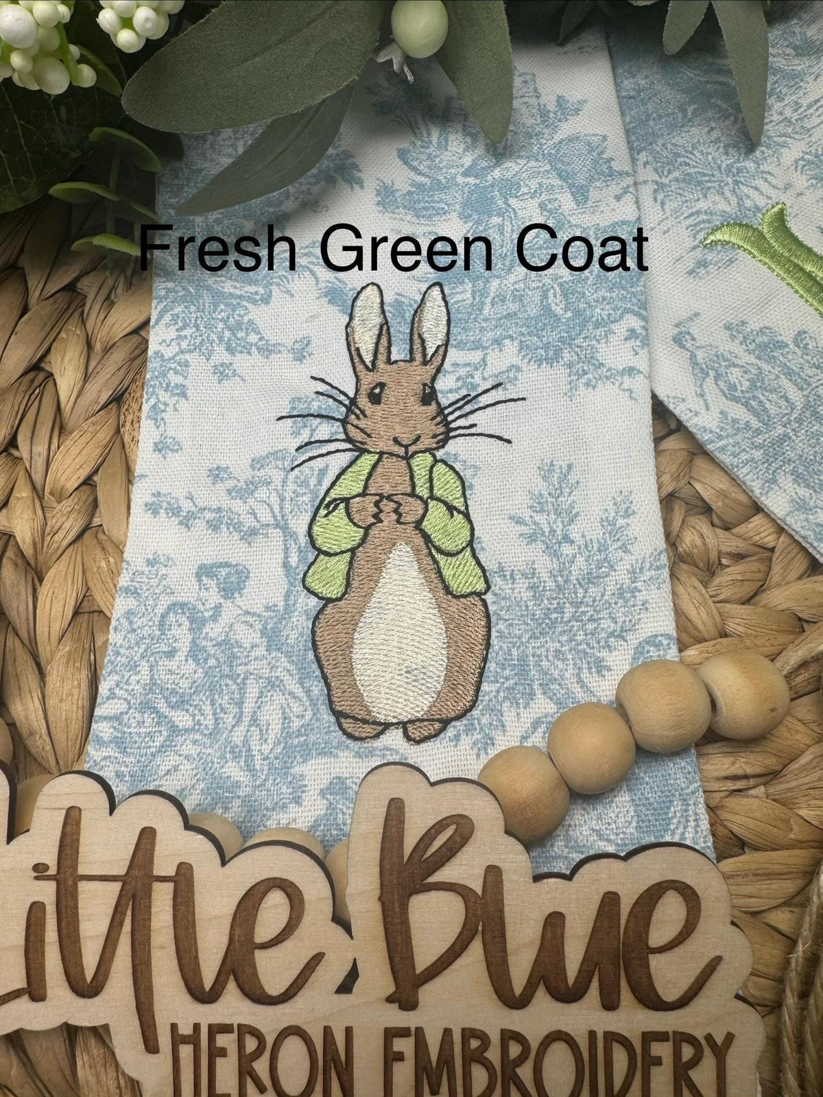 Blue Coat Easter Bunny Wreath Sash