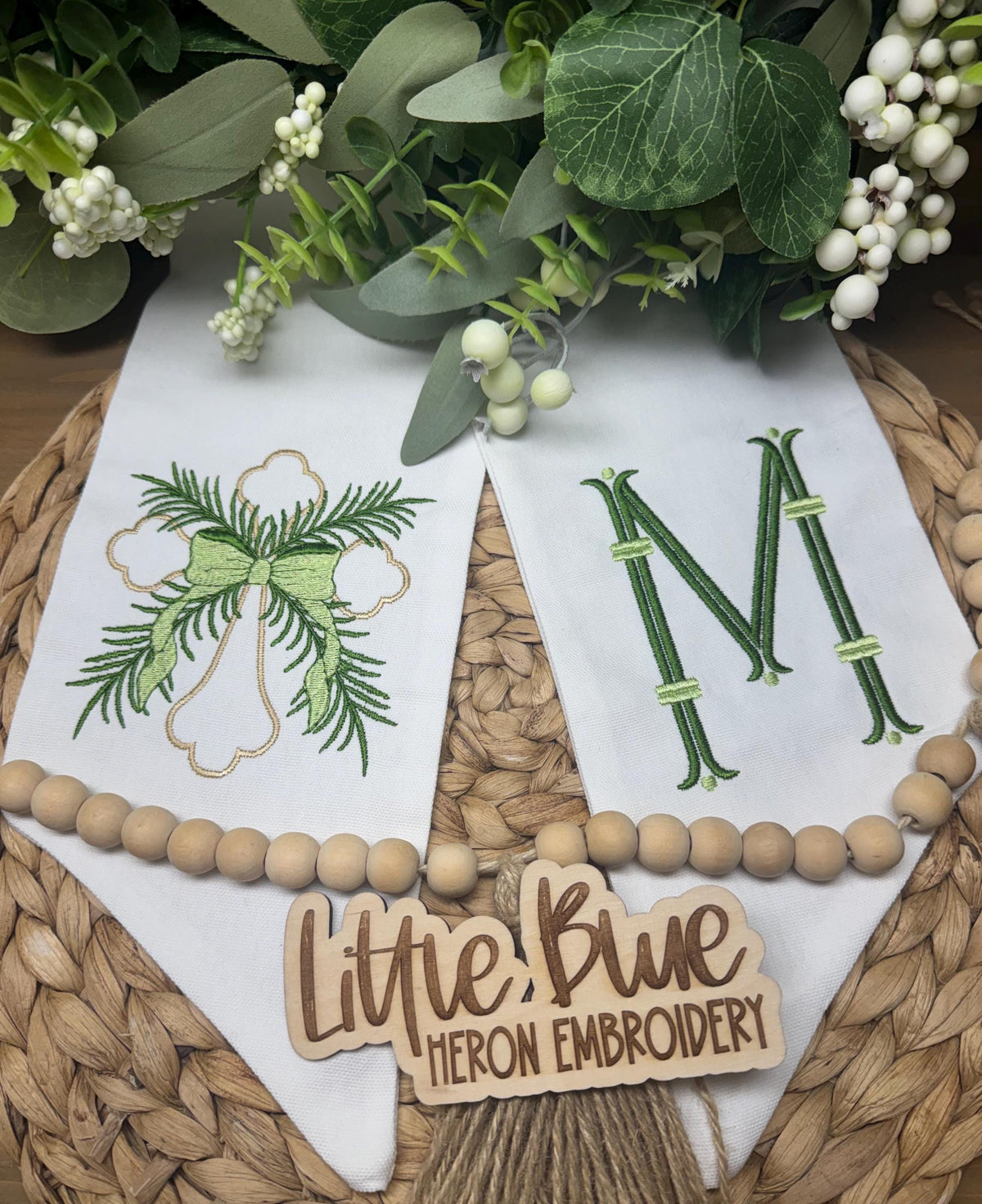 Easter Cross Embroidered Wreath Sash - Spring Door Decor