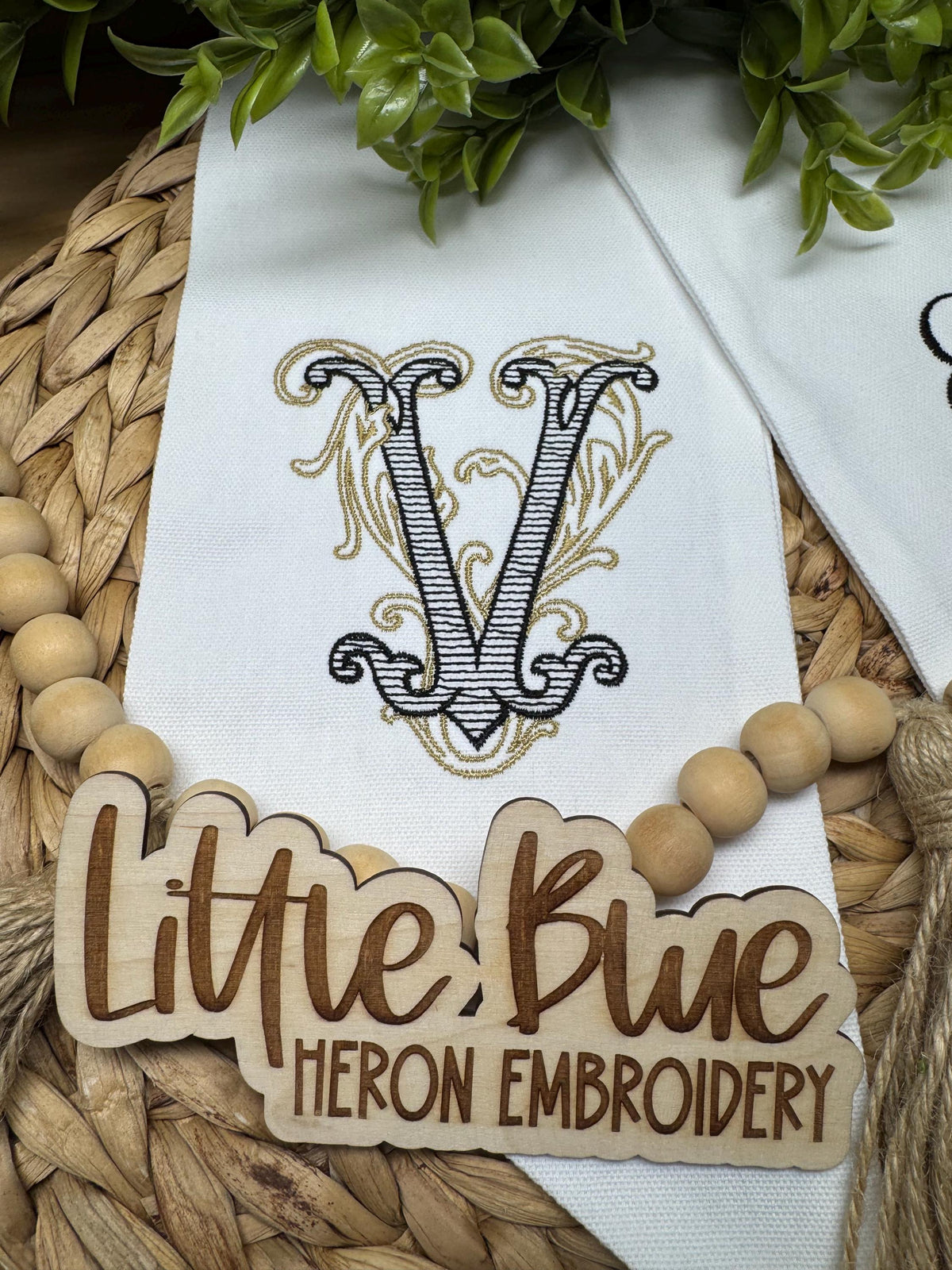 Wedding Monogram Wreath Sash