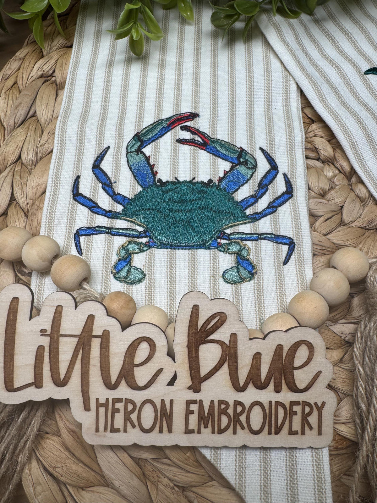 Monogrammed Crab Wreath Sash