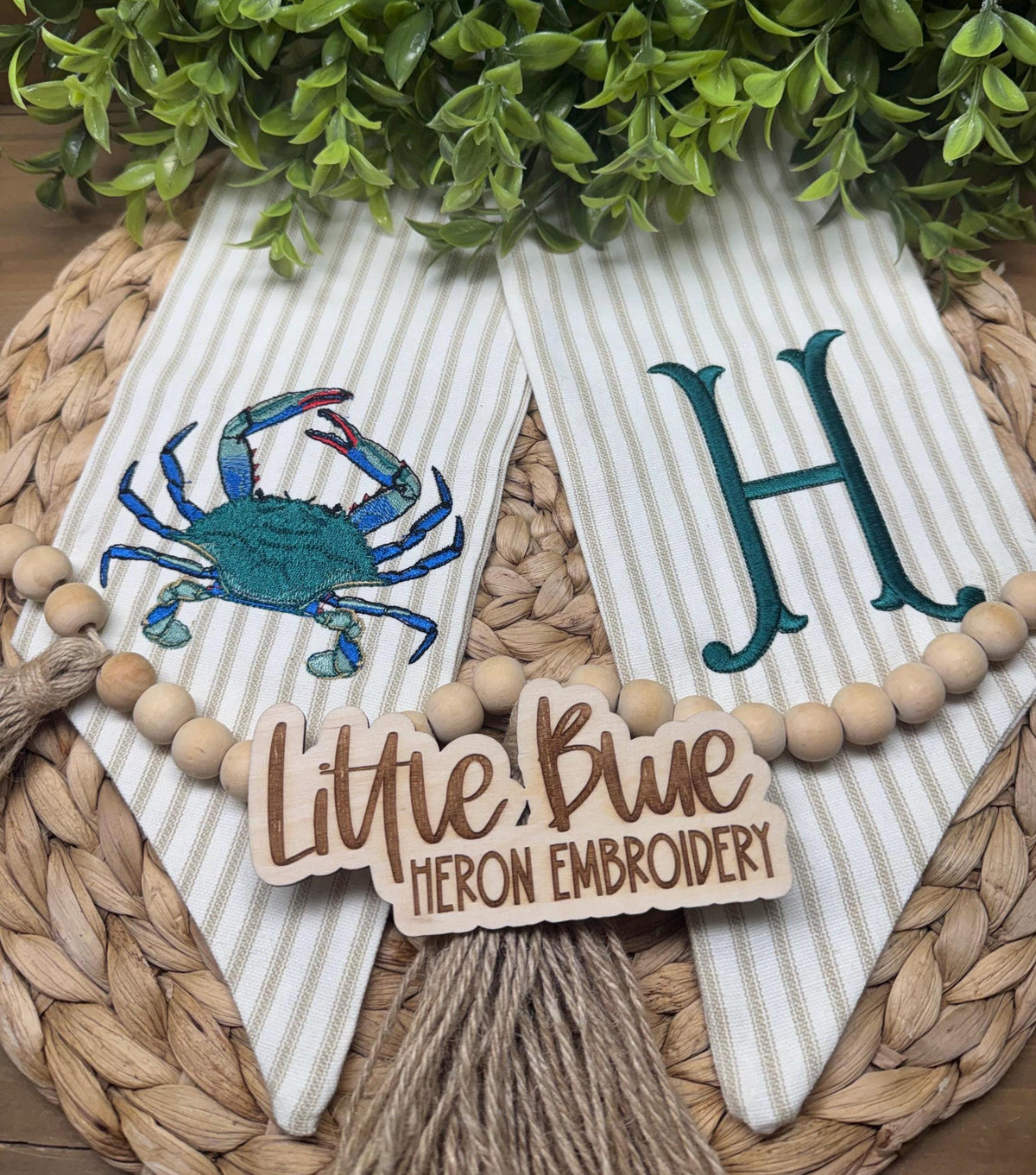 Monogrammed Crab Wreath Sash