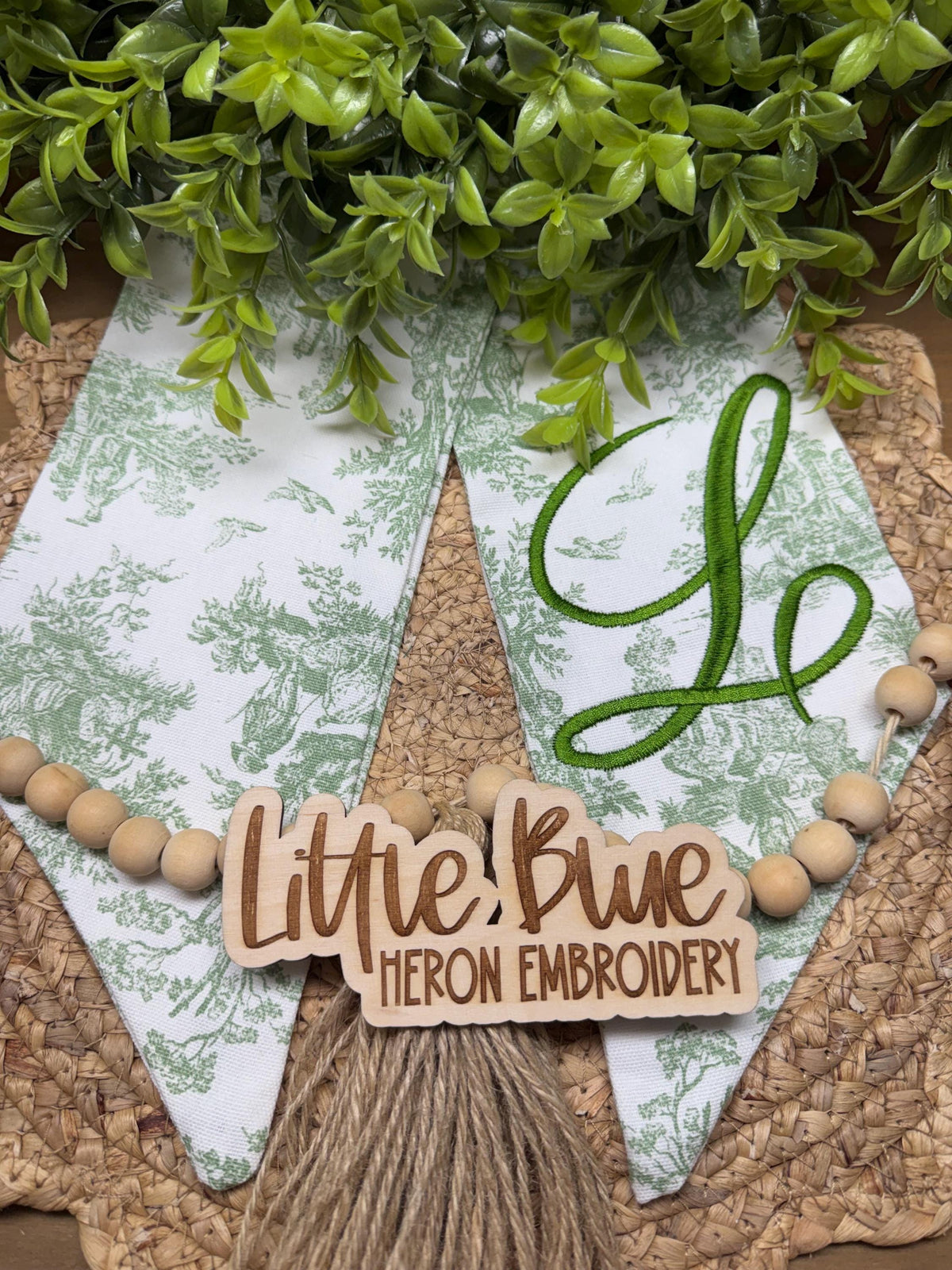 Sage Green Toile Wreath Sash