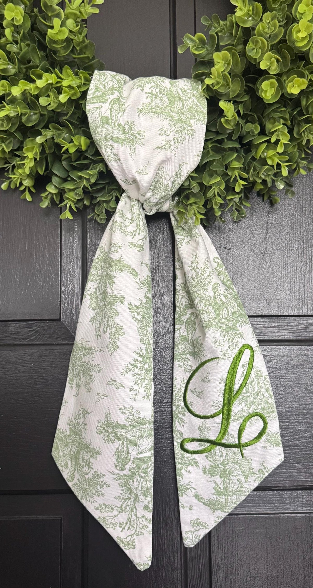 Sage Green Toile Wreath Sash