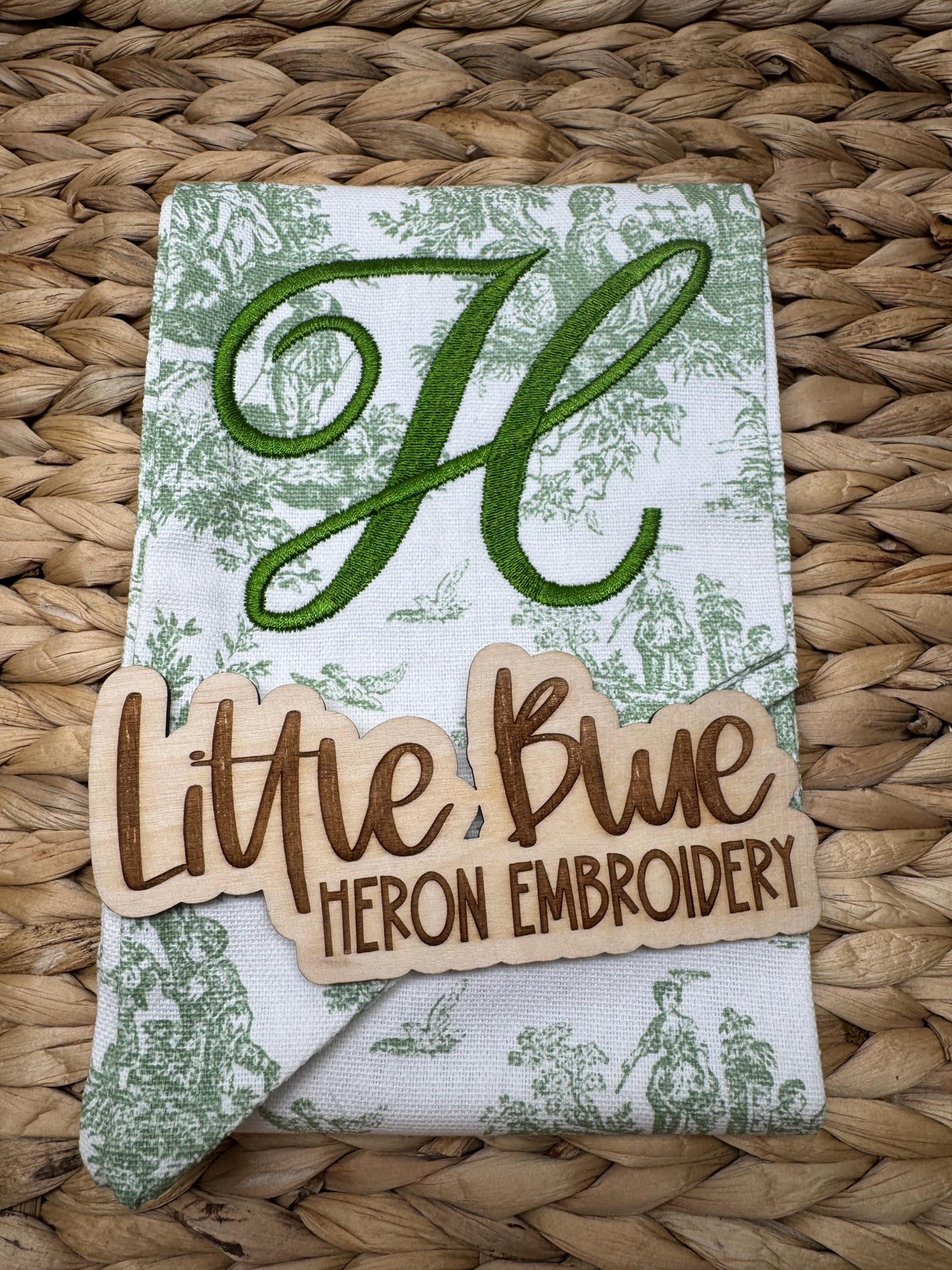 Sage Green Toile Wreath Sash