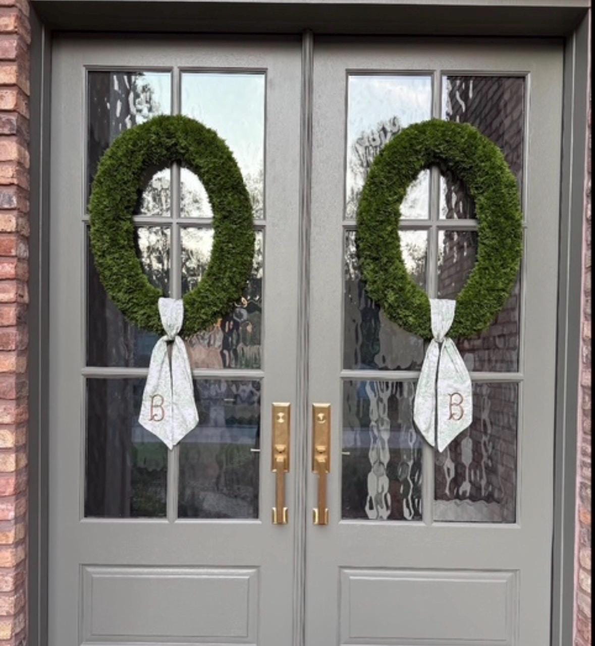 Sage Green Toile Wreath Sash