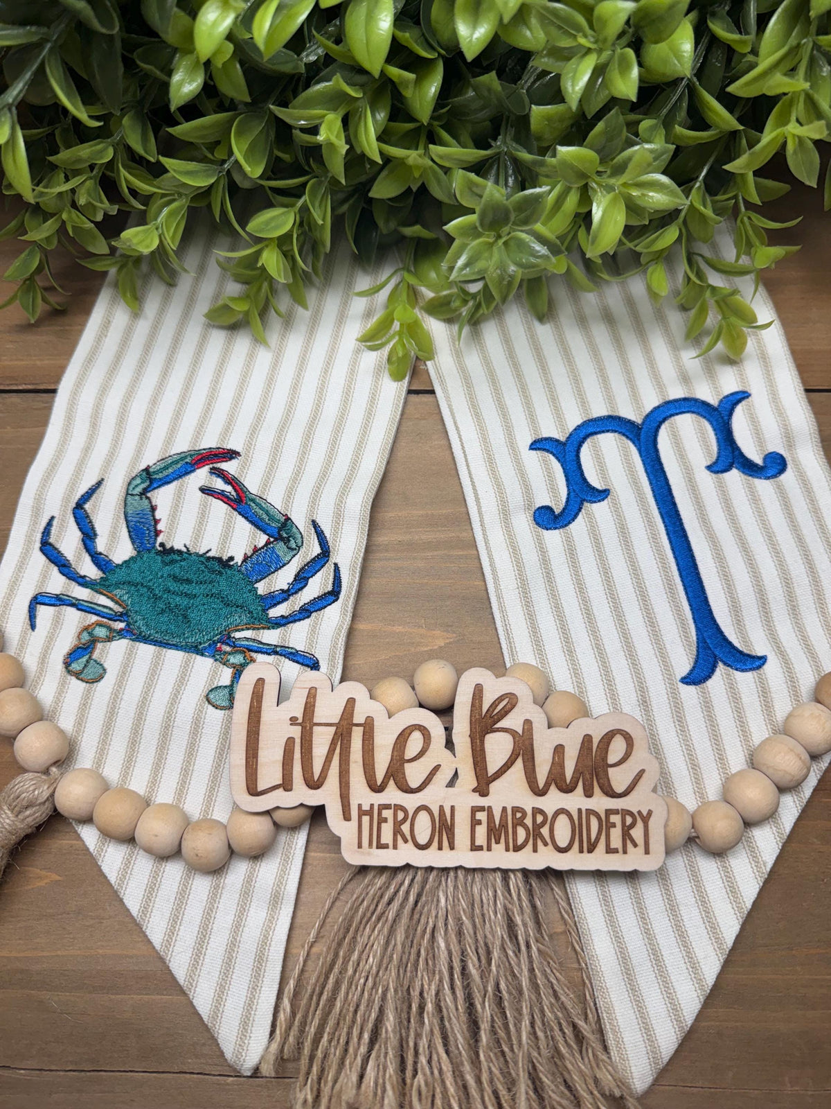 Monogrammed Crab Wreath Sash