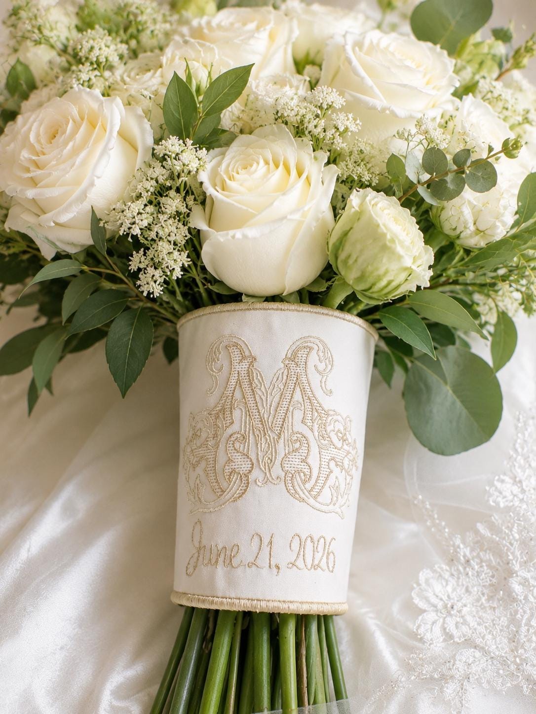 Monogrammed Wedding Bouquet Wrap