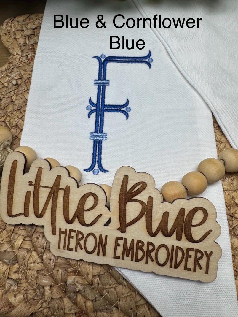 Blue Heron Monogram Wreath Sash