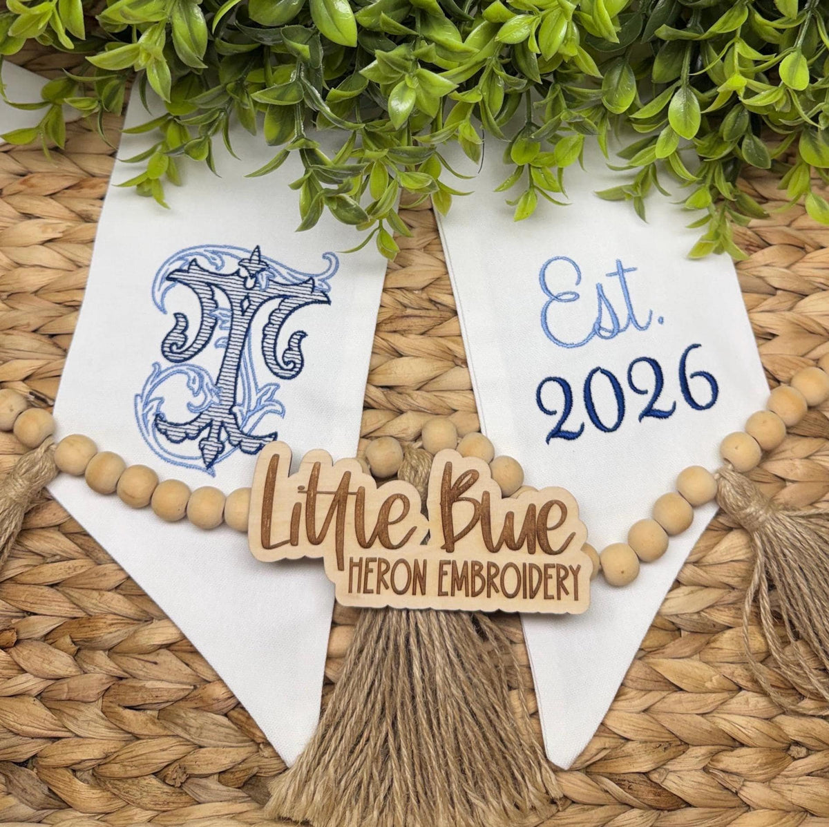 Wedding Monogram Wreath Sash