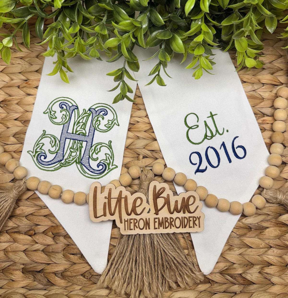 Wedding Monogram Wreath Sash