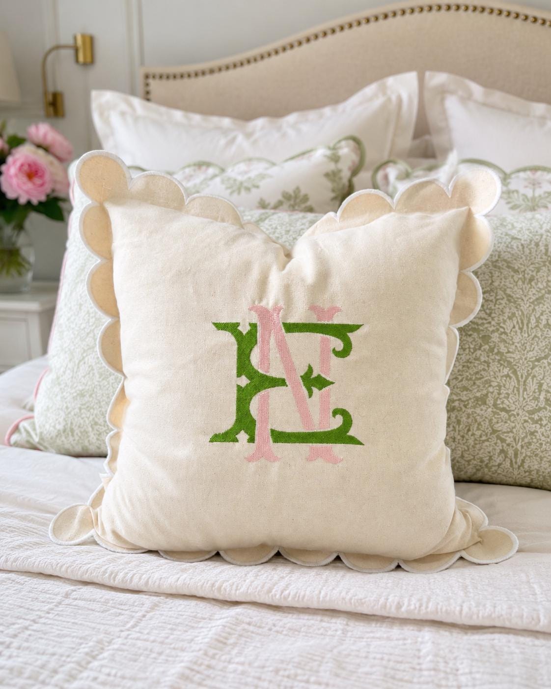 Personalized Gift for Bride and Groom | Custom Interlocking Font Monogrammed Pillow Cover, Bride Groom Initials Gift - image 3