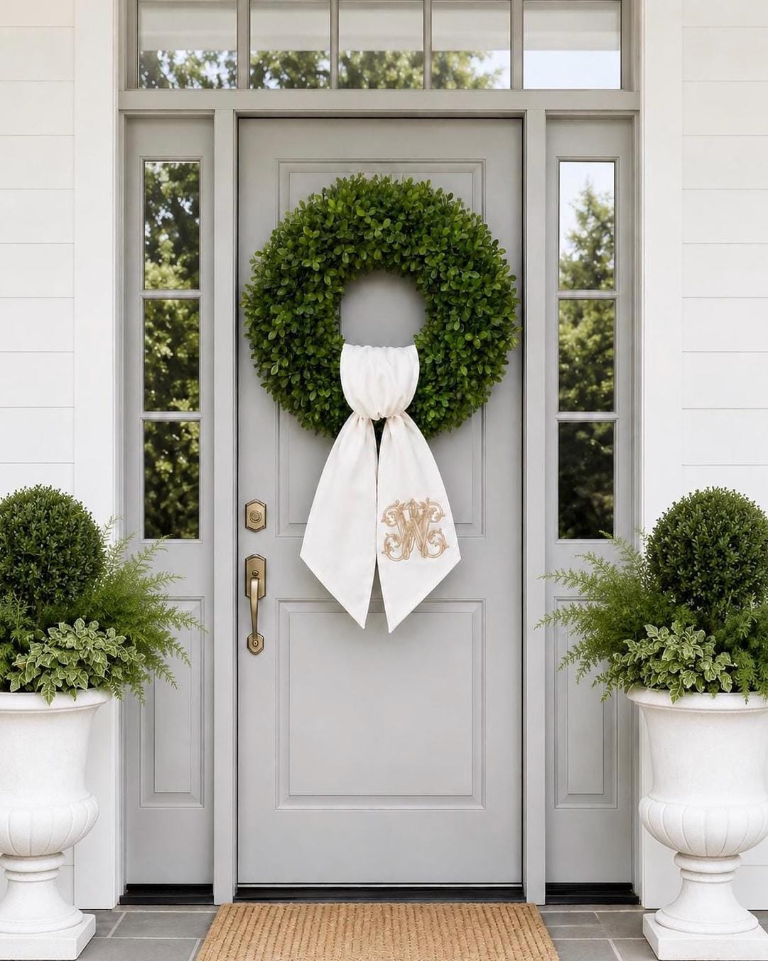 Wedding Monogram Wreath Sash