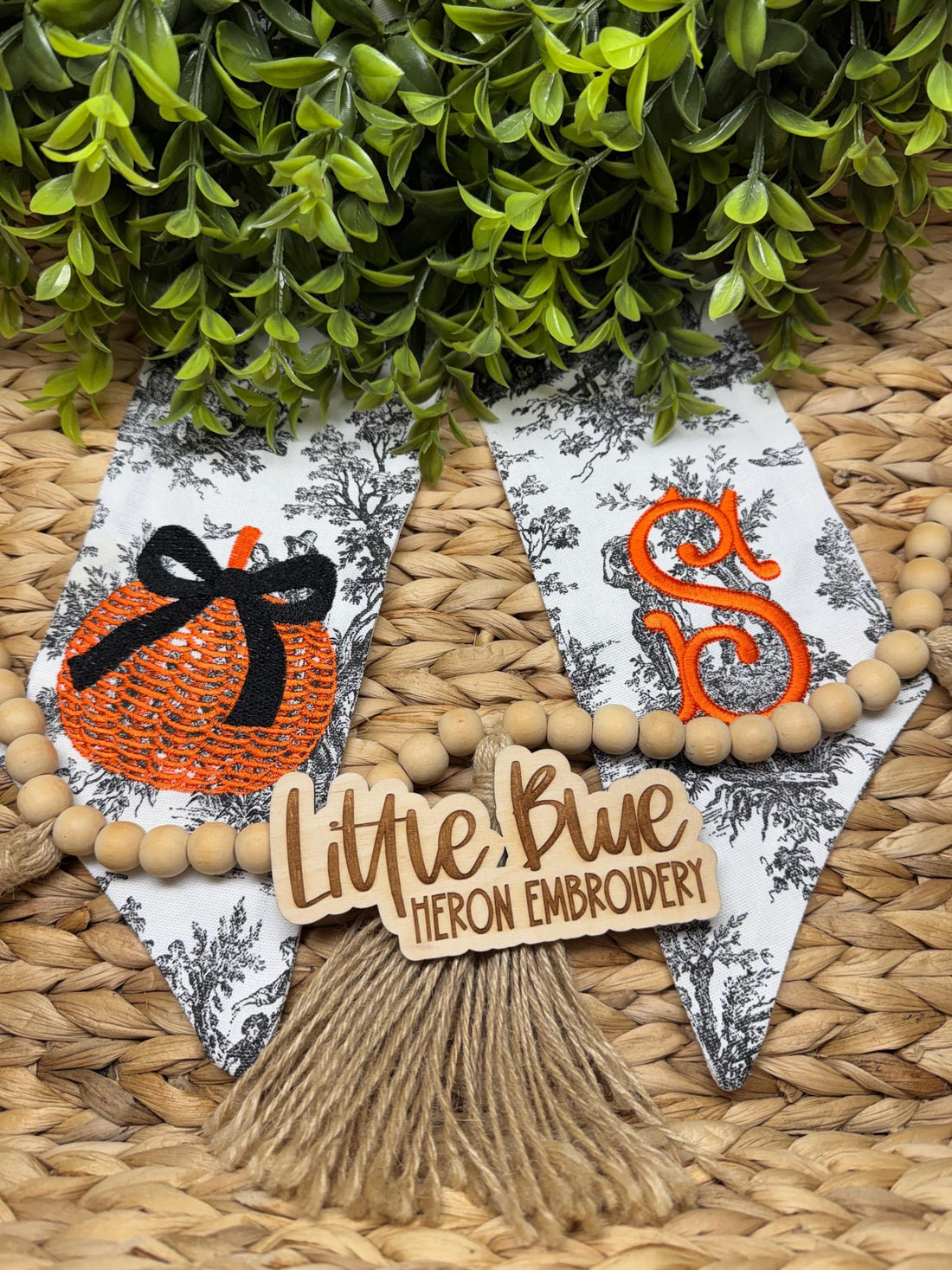 Black Toile Fall Pumpkin Wreath Sash