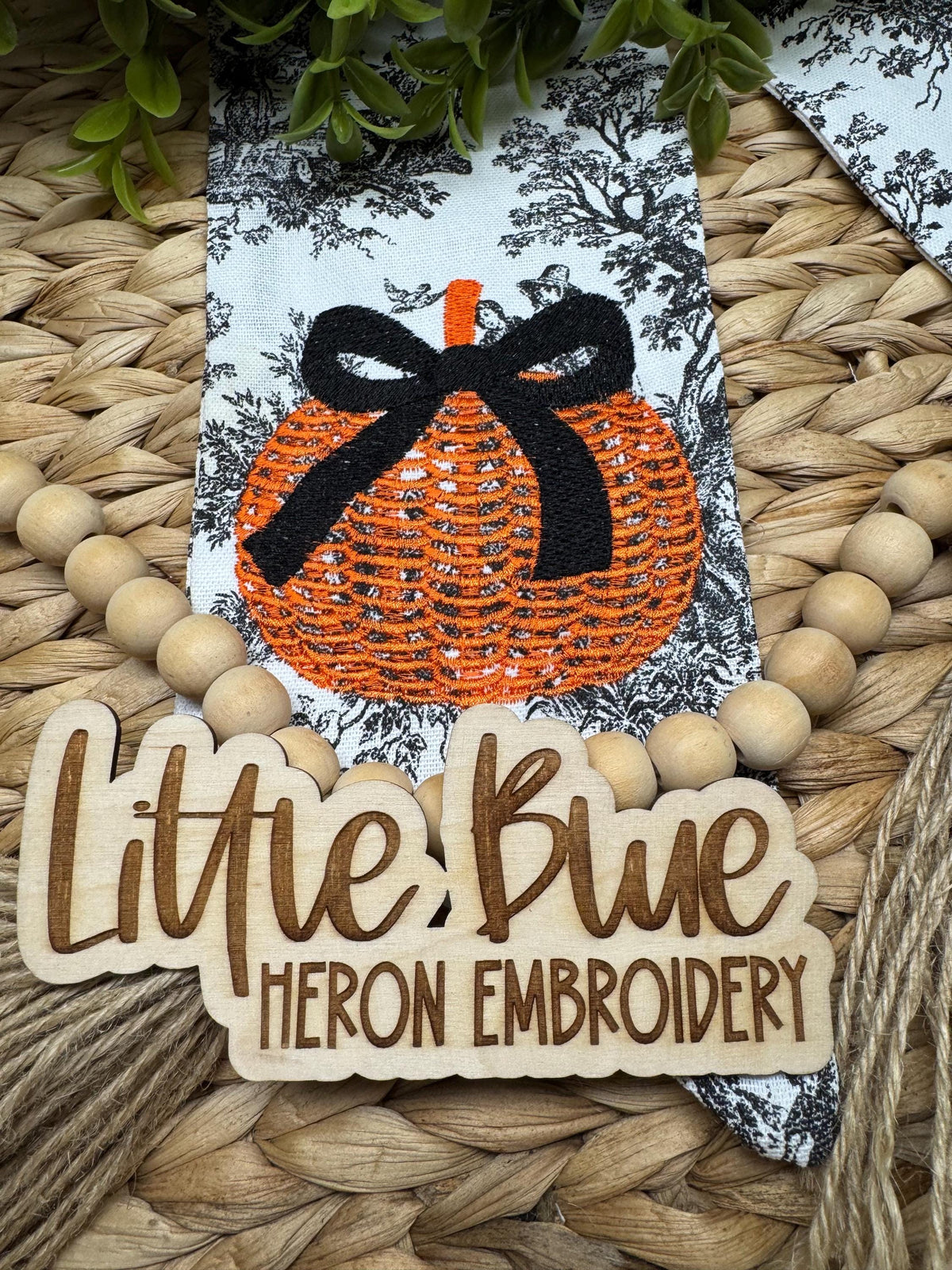 Black Toile Fall Pumpkin Wreath Sash
