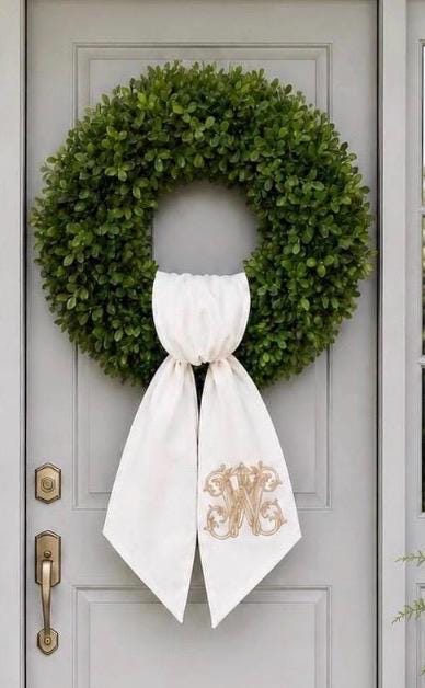 Wedding Monogram Wreath Sash