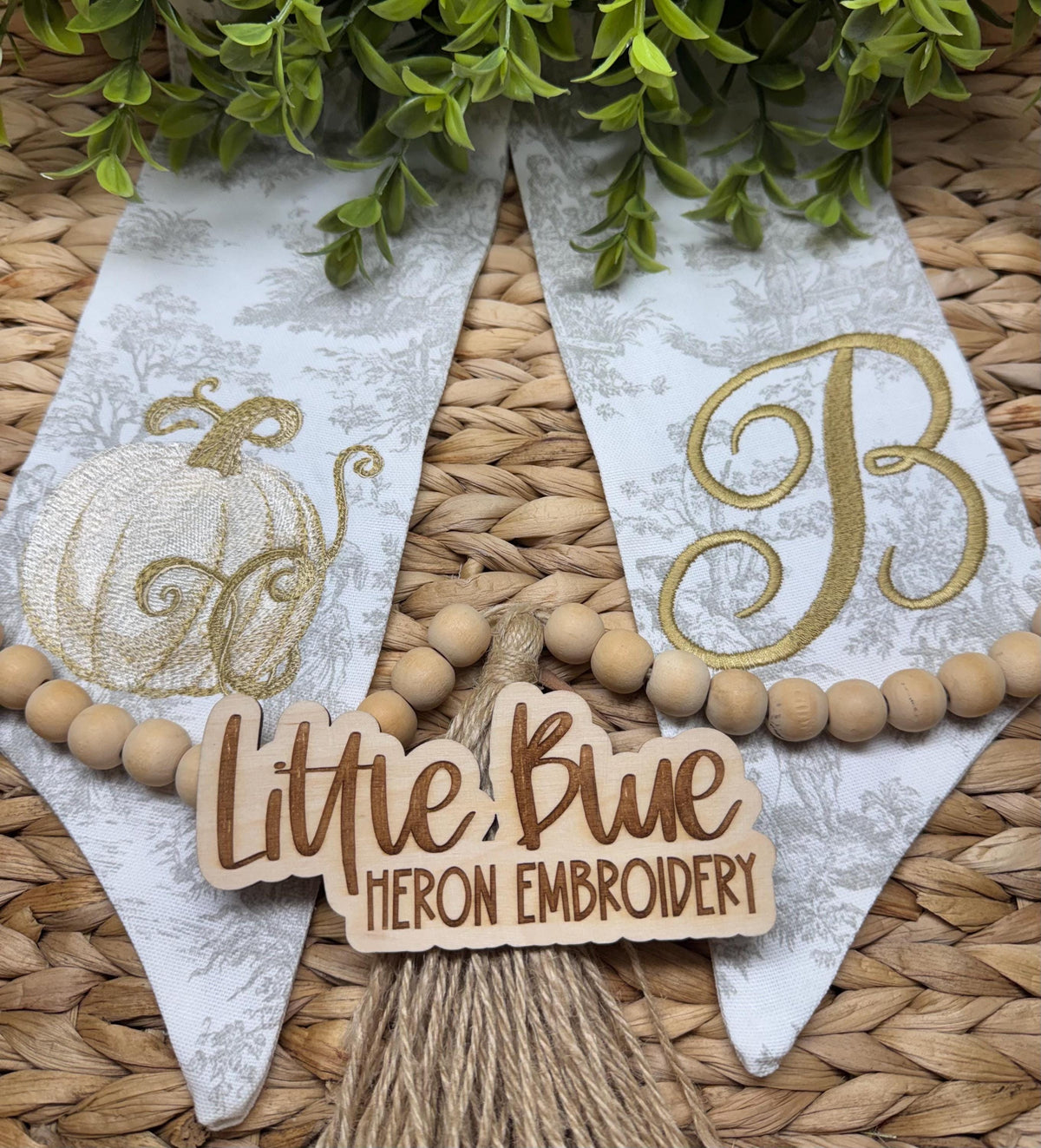 Fall White Pumpkin Wreath Sash