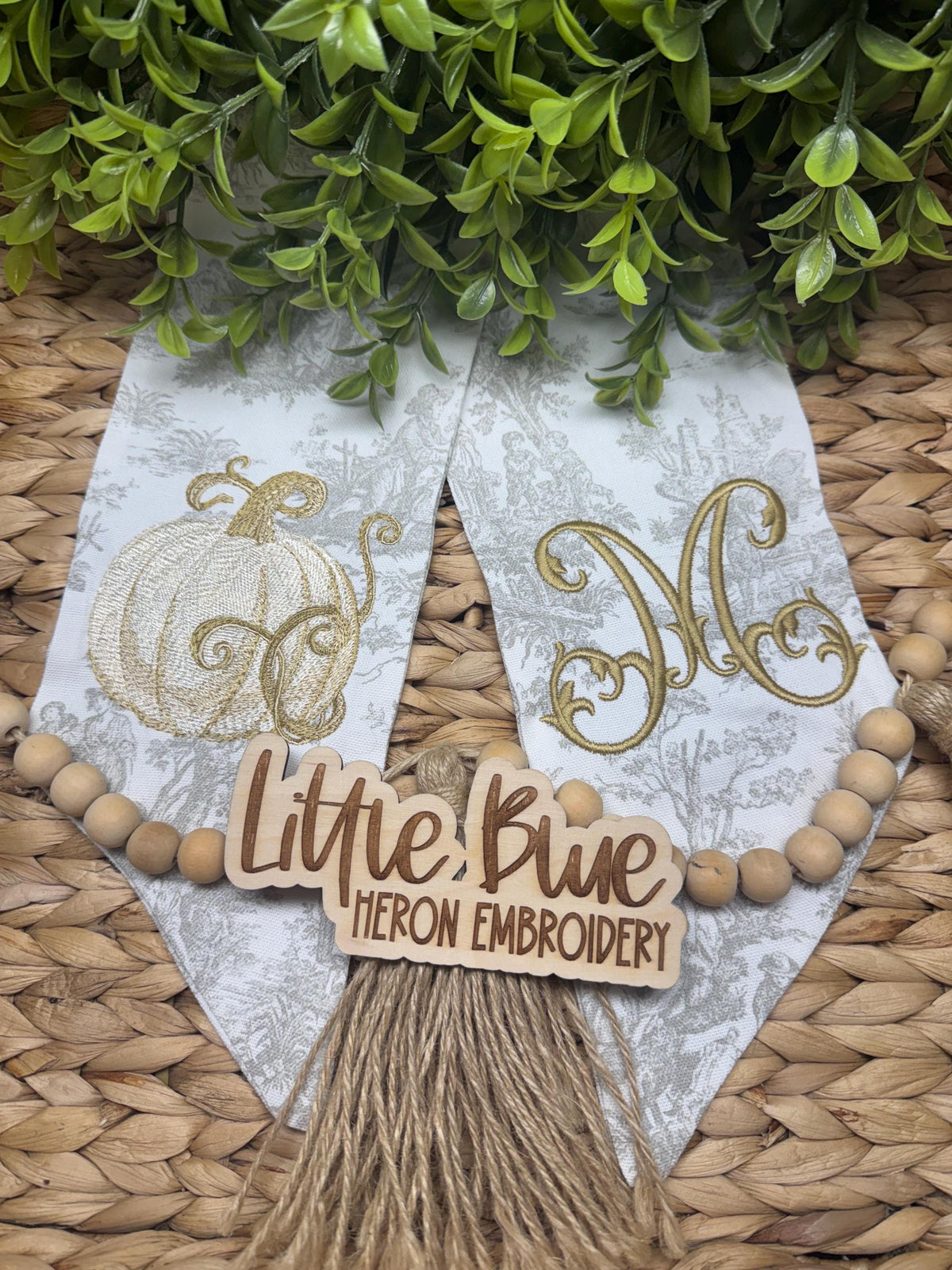 Fall White Pumpkin Wreath Sash